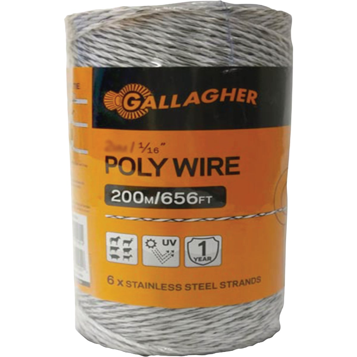 Gallagher 1/16 In. x 656 Ft. White Poly Wire