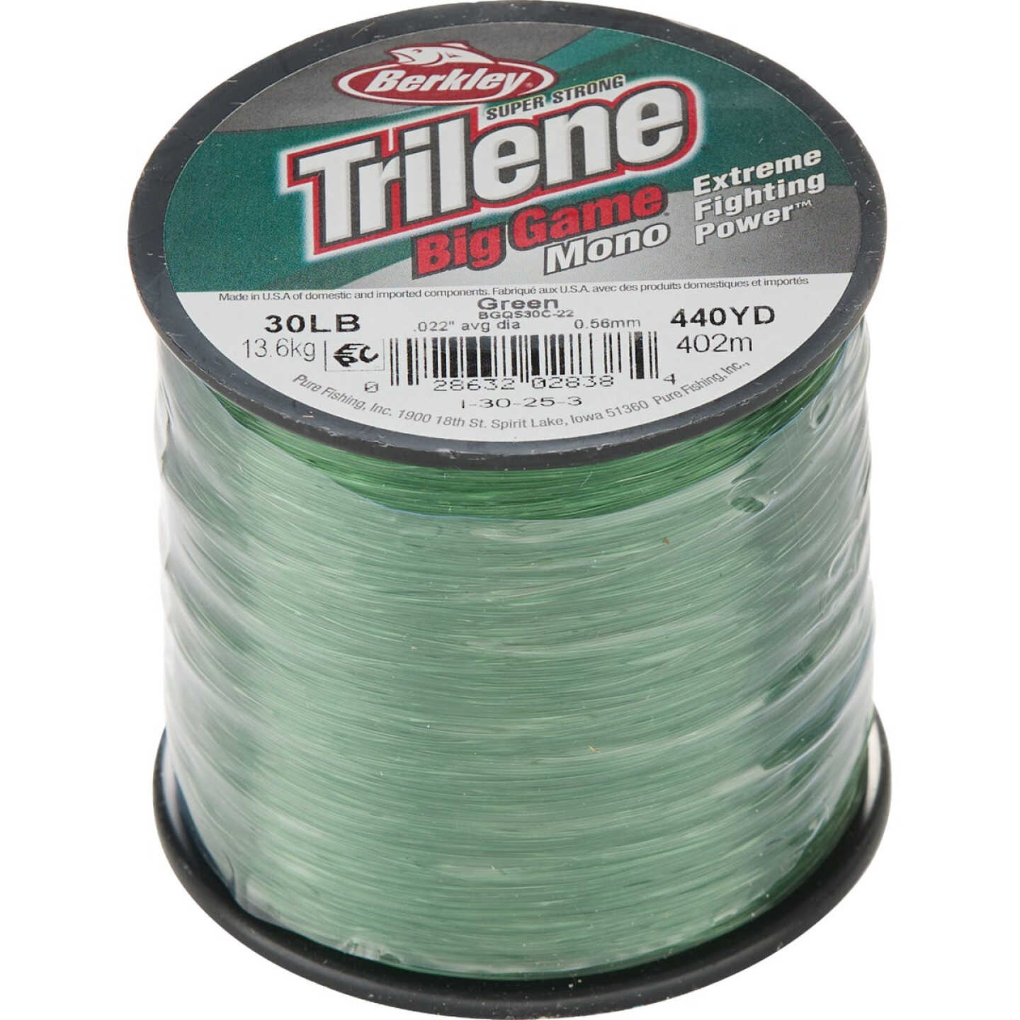Berkley Trilene Big Game 30 Lb. 440 Yd. Green Monofilament Fishing Line Image 1