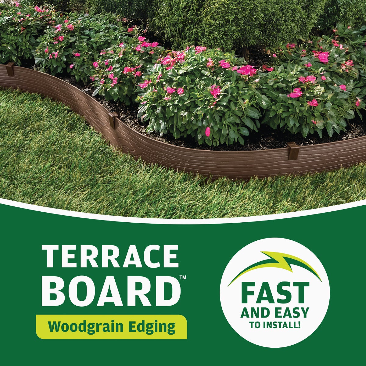 Master Mark 5 In. x 20 Ft. Brown Terrace Board Lawn Edging with Stakes Image 3
