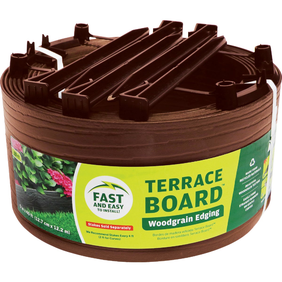 Master Mark 5 In. x 20 Ft. Brown Terrace Board Lawn Edging with Stakes