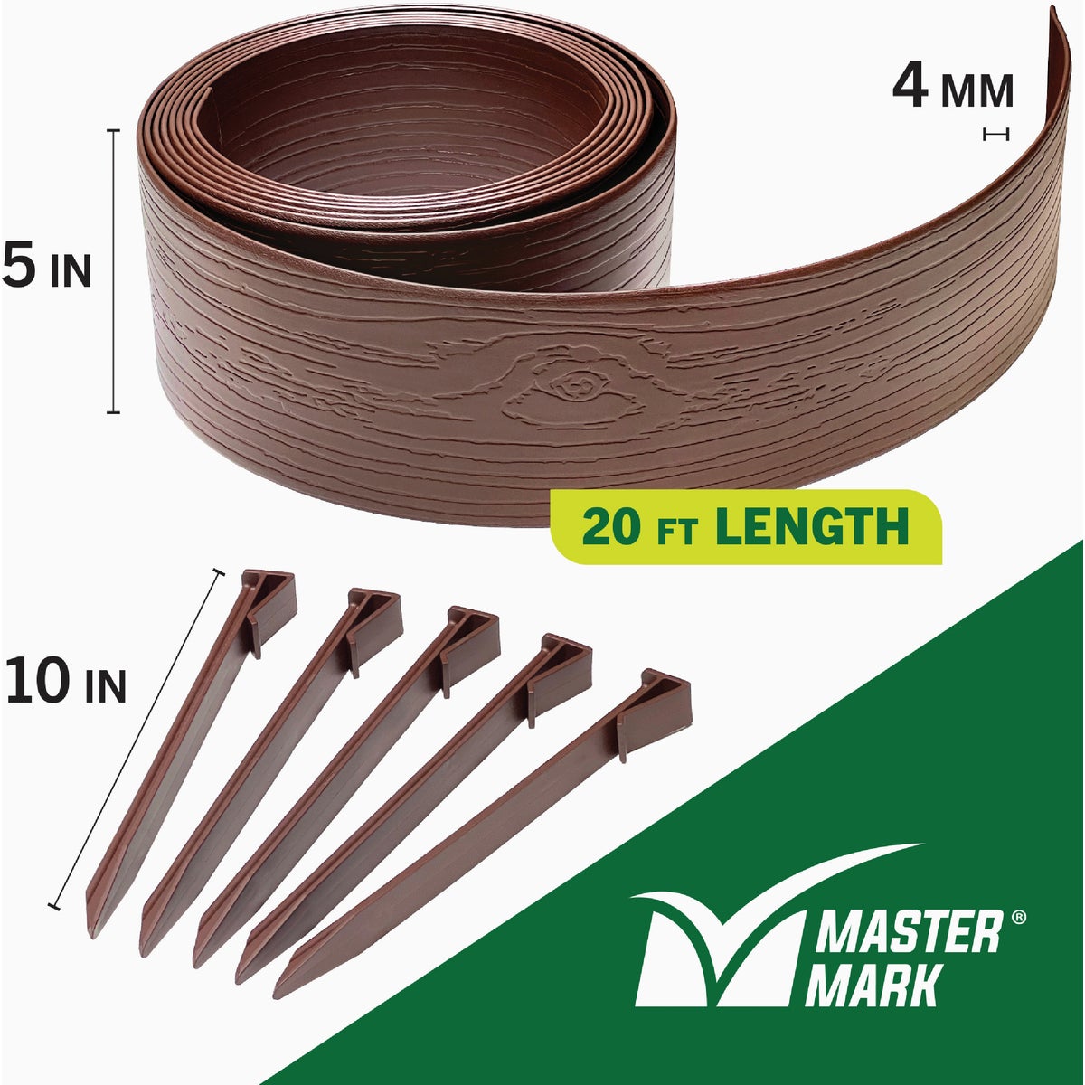 Master Mark 5 In. x 20 Ft. Brown Terrace Board Lawn Edging with Stakes Image 4