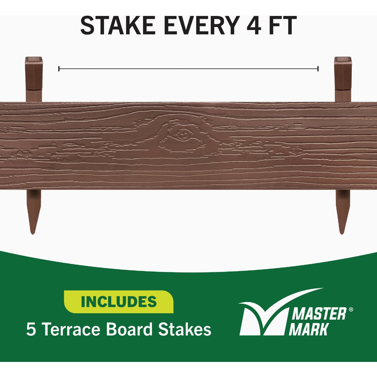 Master Mark 5 In. x 20 Ft. Brown Terrace Board Lawn Edging with Stakes Image 6