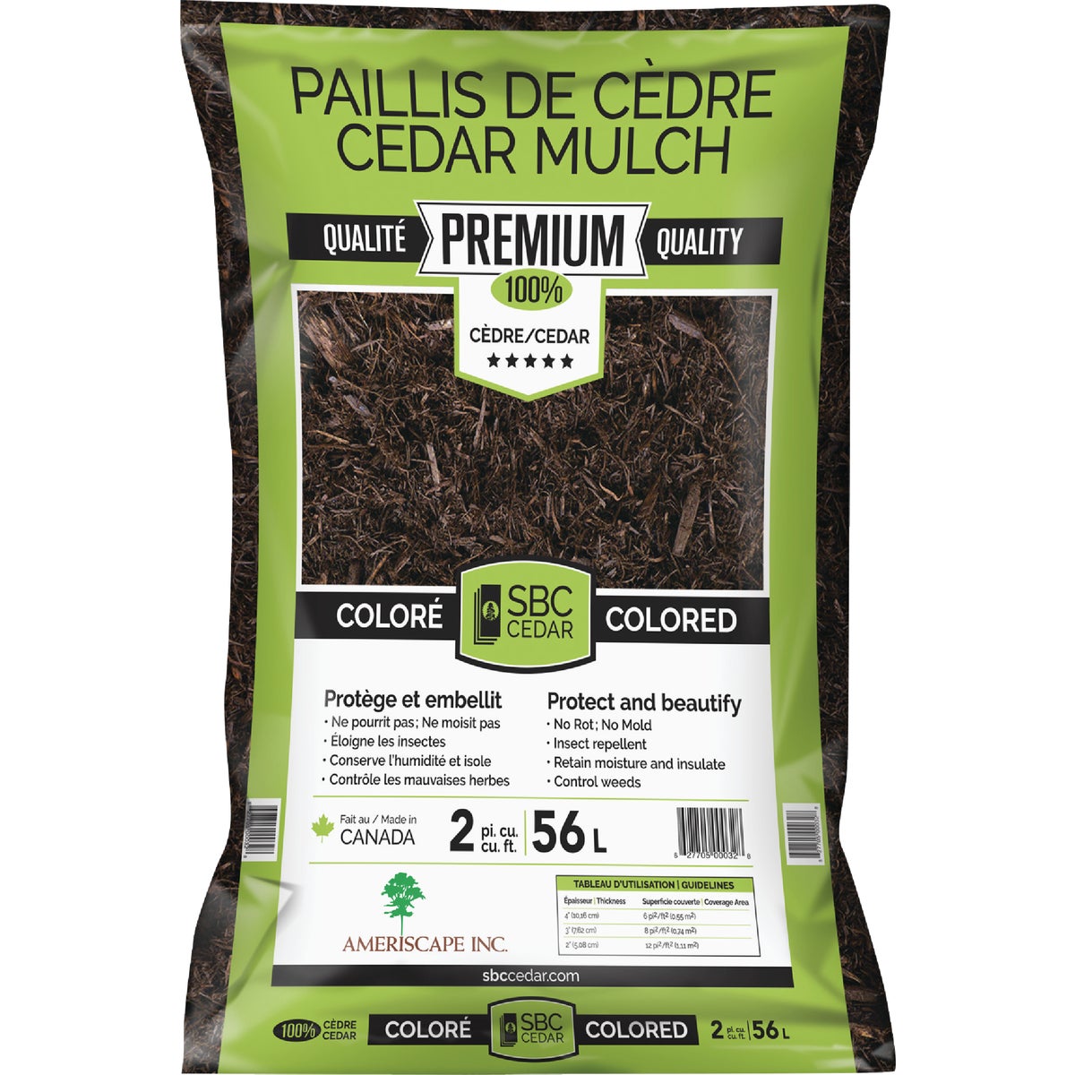 SBC 2 Cu. Ft. Dyed Brown 100% Pure Cedar Mulch