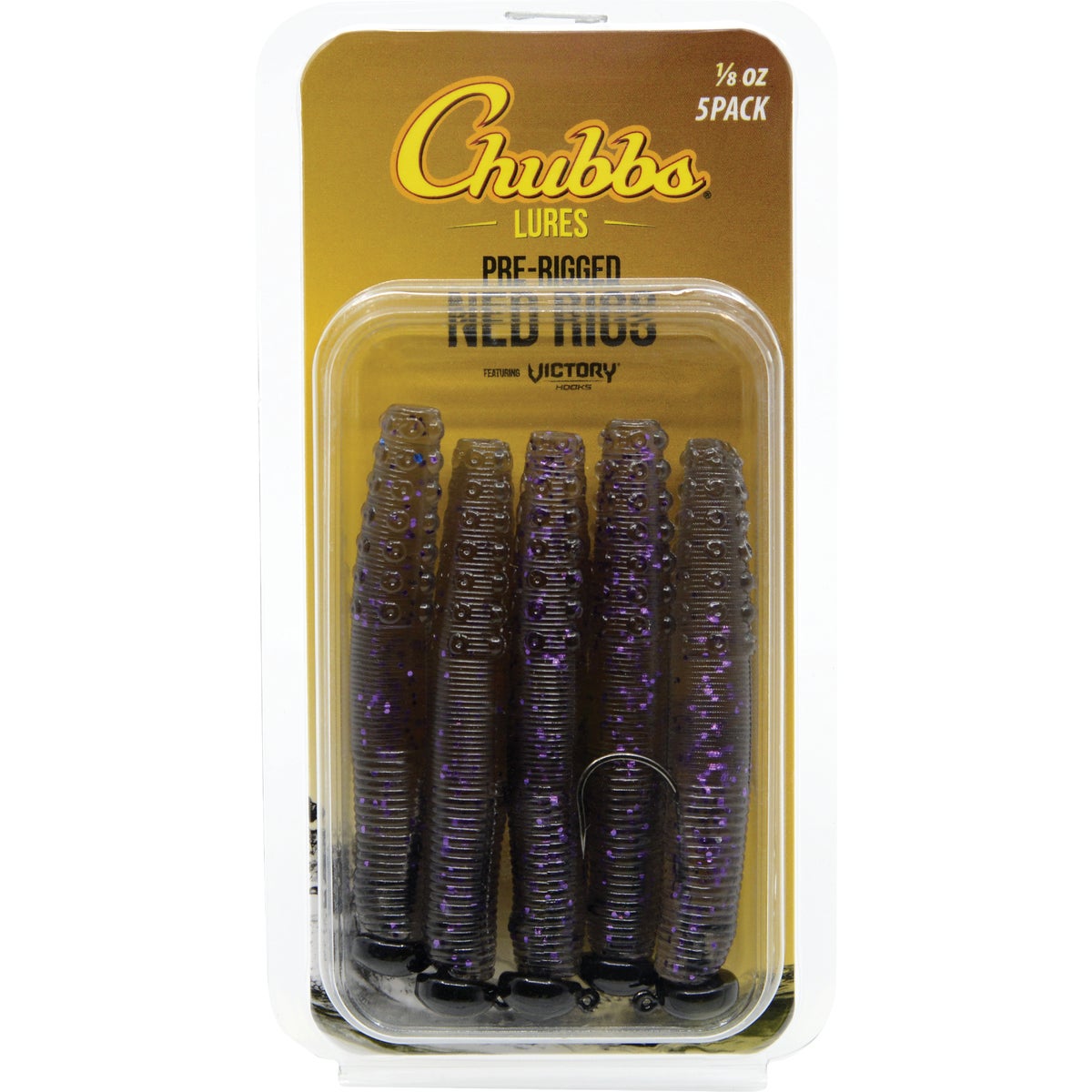 Chubbs Rigged Ned 1/8 Oz. Smoke (5-Pack)
