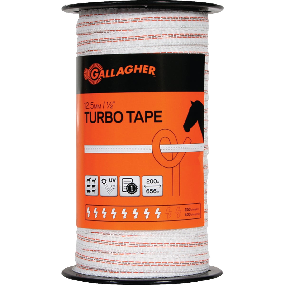 Gallagher 1/2 In. x 656 Ft. White Electric Fence Turbo Tape