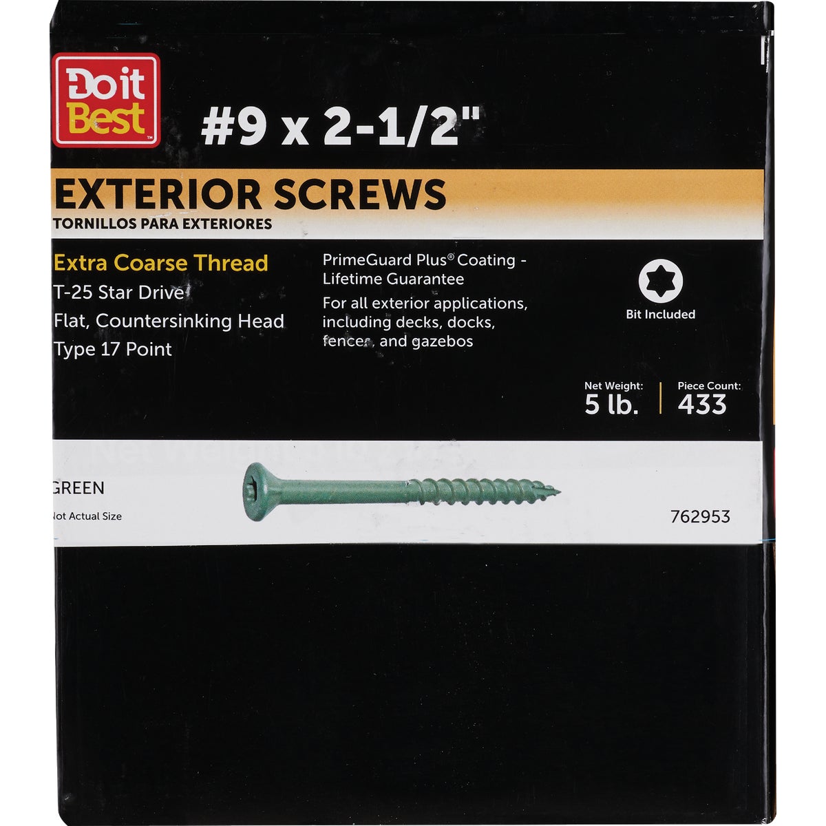 Do it #9 x 2-1/2 In. Green Star Bugle-Head Wood Deck Screw (5 Lb. Box)