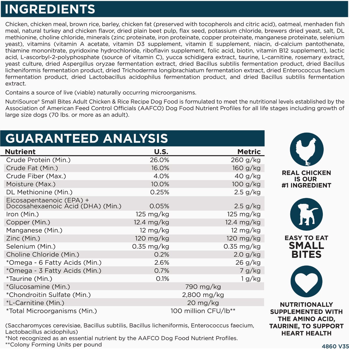 NutriSource 4 Lb. Chicken & Rice Recipe Small Bites Dog Food Image 5