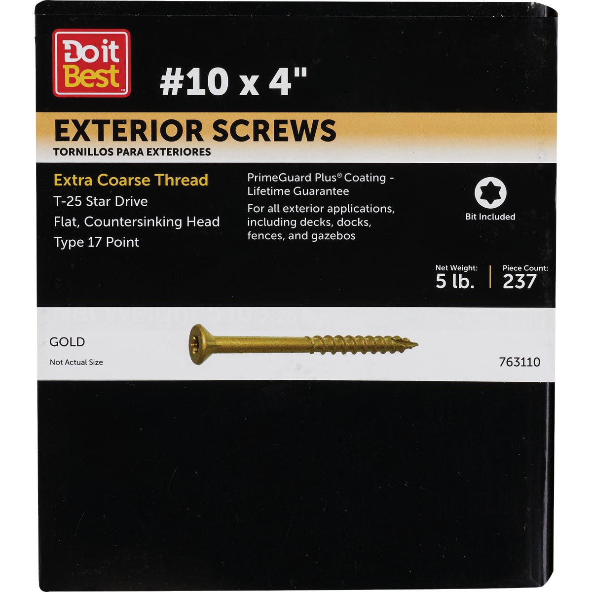 Do it #10 x 4 In. Gold Star Bugle-Head Wood Exterior Screw (5 Lb. Box)