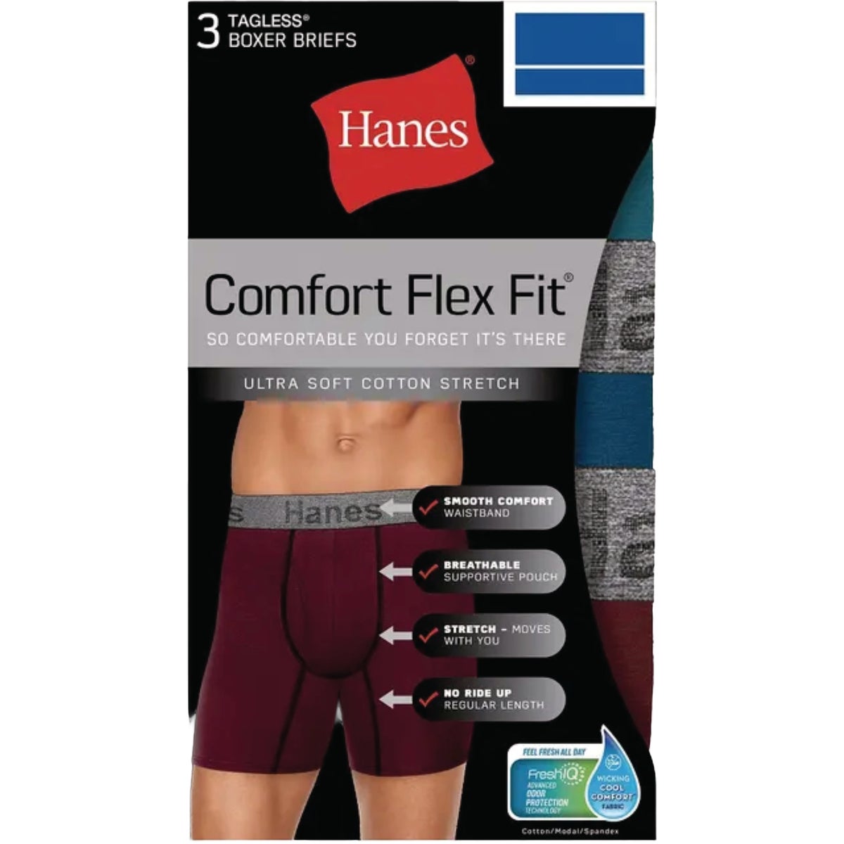 Hanes Men's XL Flex Fit Boxer Briefs (3-Pack)