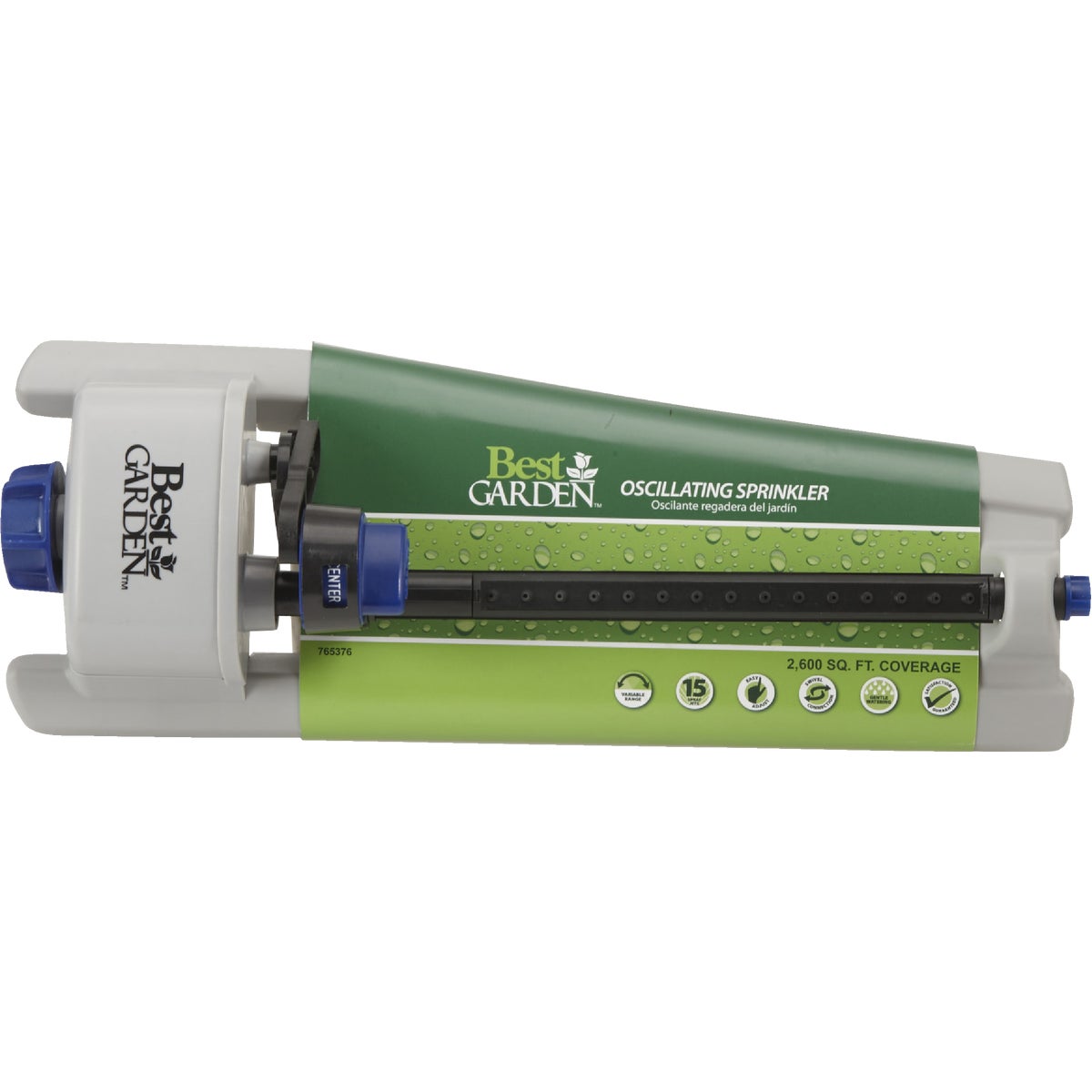 Best Garden Poly 2600 Sq. Ft. Blue & Gray Oscillating Sprinkler Image 2