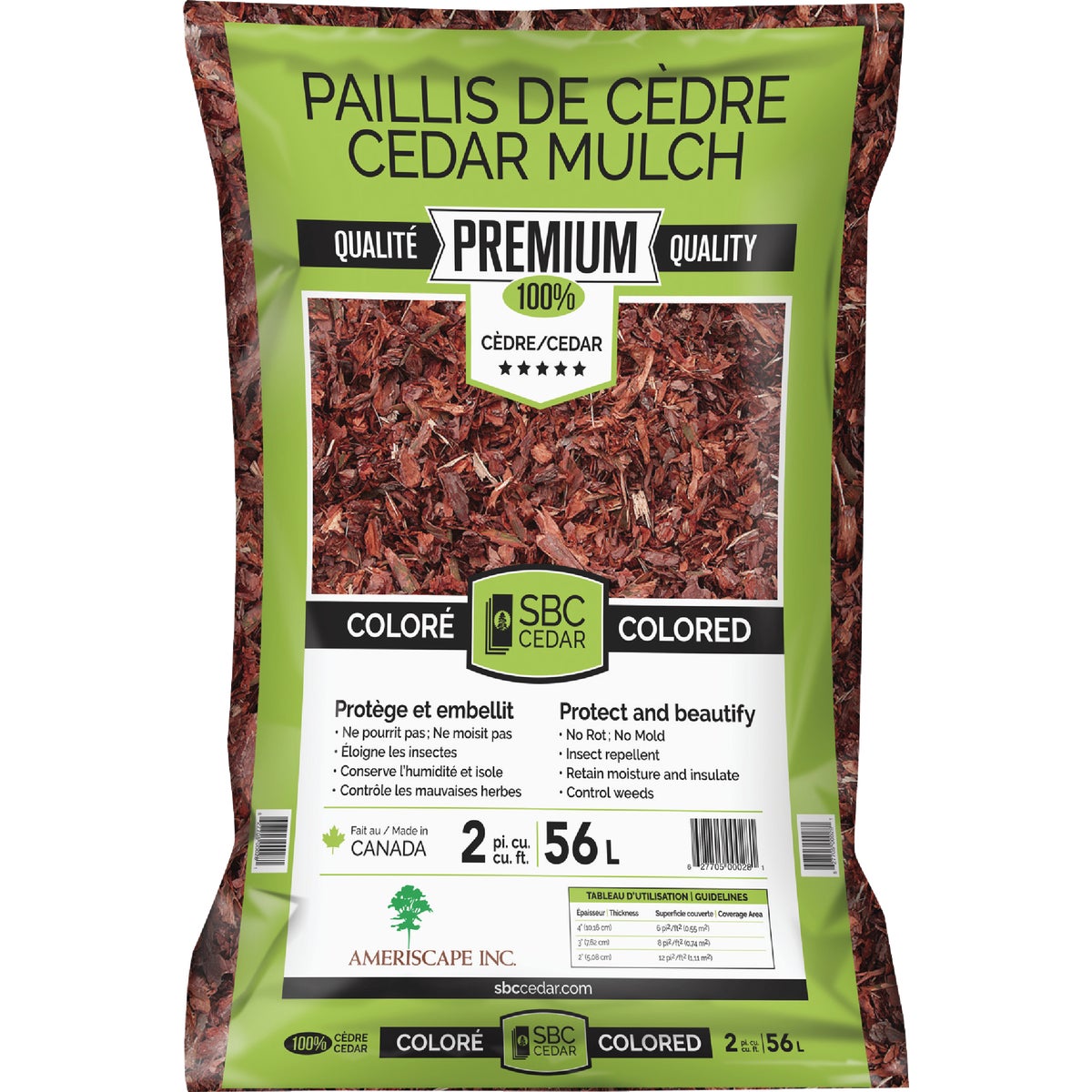 SBC 2 Cu. Ft. Dyed Red 100% Pure Cedar Mulch