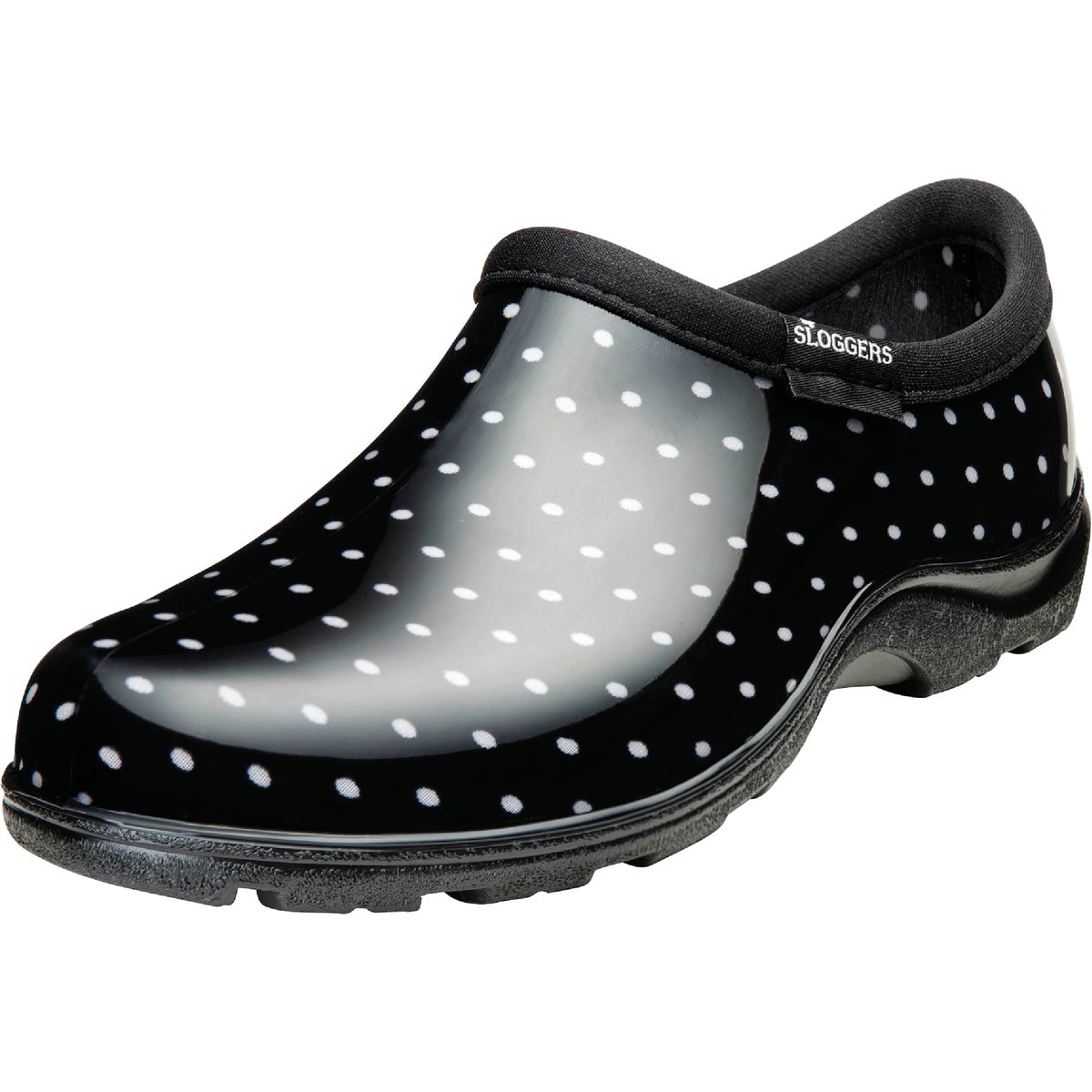 Sloggers Women's Size 9 Black with White Polka Dots Garden Shoe