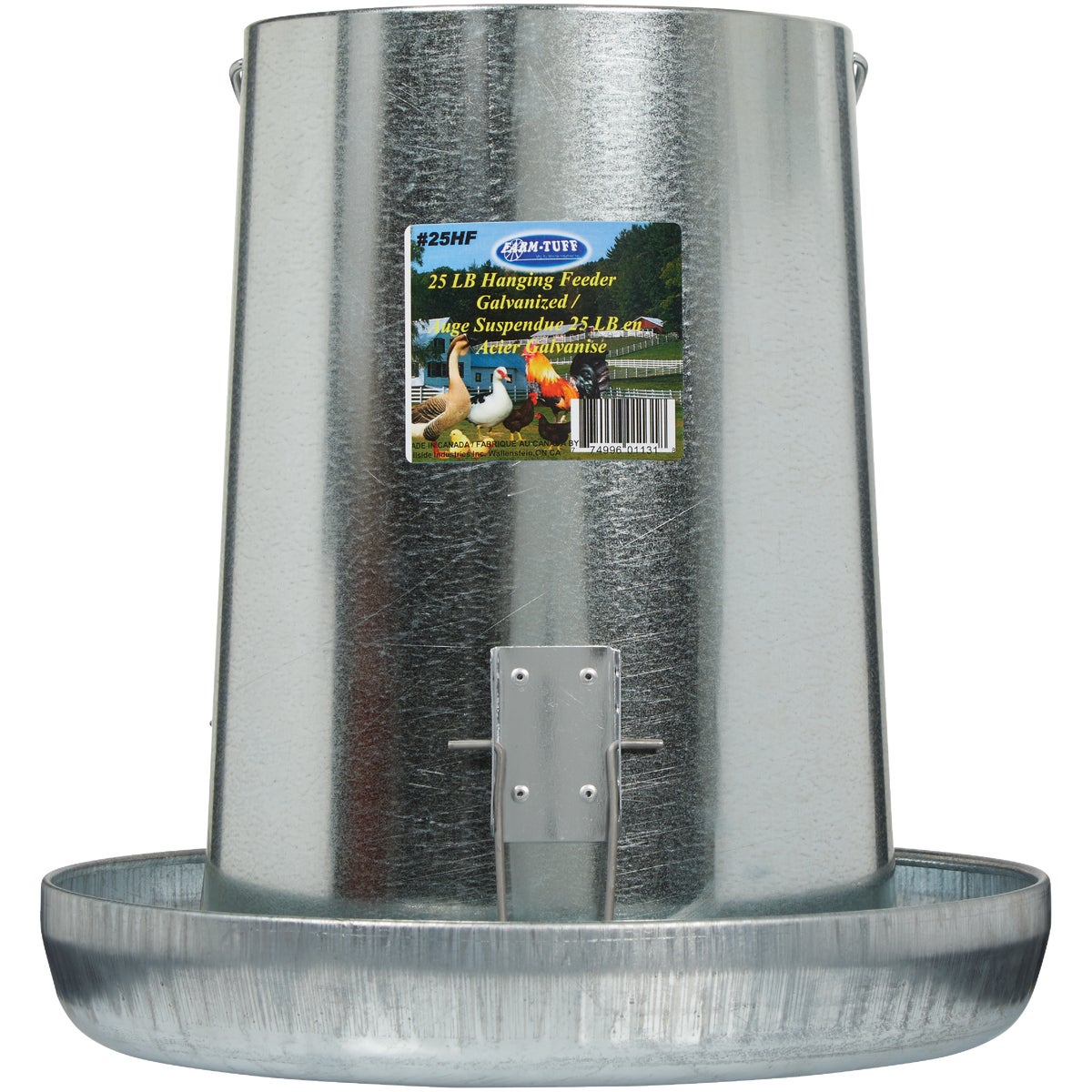 Farm-Tuff 25 Lb. Capacity Hanging Galvanized Steel Poultry Feeder Image 2
