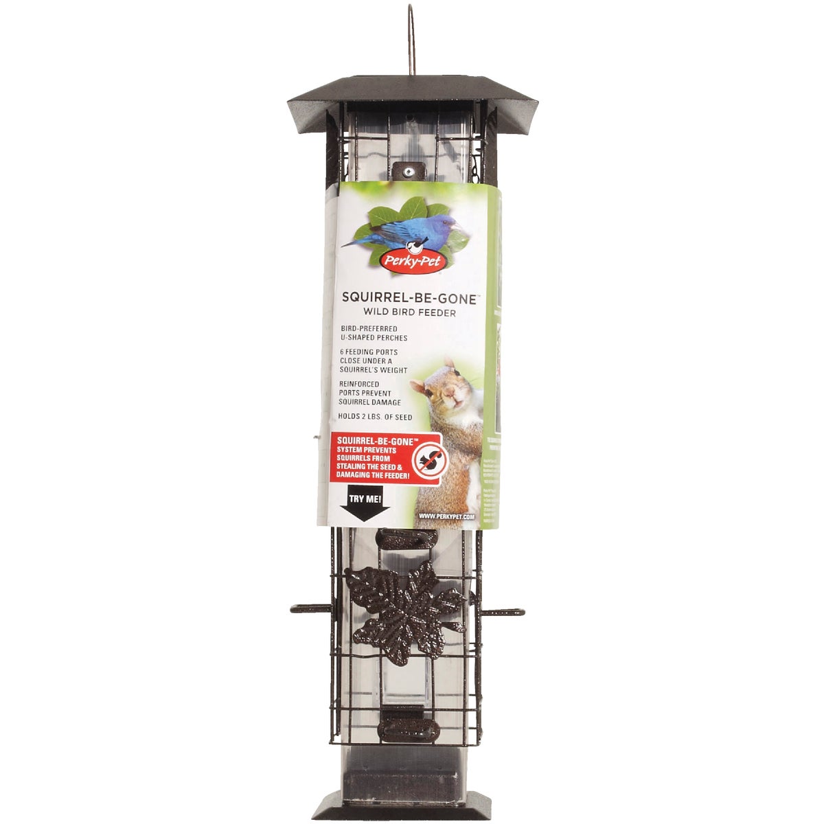 Perky-Pet Squirrel-Be-Gone Bronze Metal Leaf 2 Lb. Capacity Tube Bird Feeder Image 2