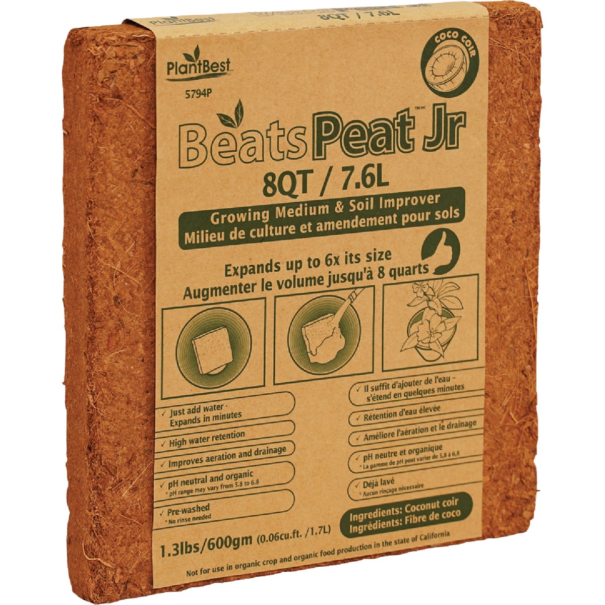 PlantBest BeatsPeat Jr. 0.3 Cu. Ft. Coconut Coir Image 5