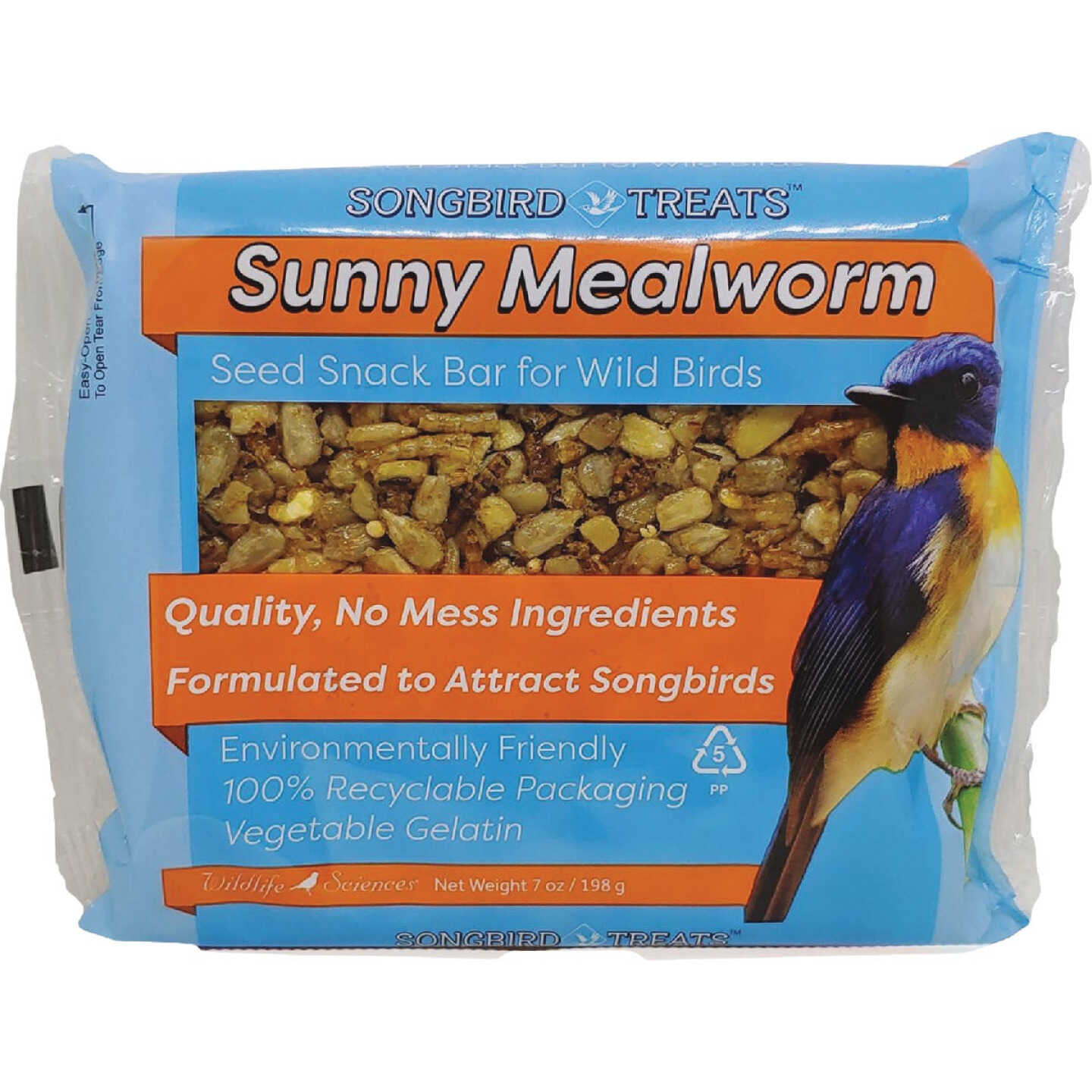 Wildlife Sciences Songbird Treats 7 Oz. Sunny Mealworm Seed Snack Bar Image 1