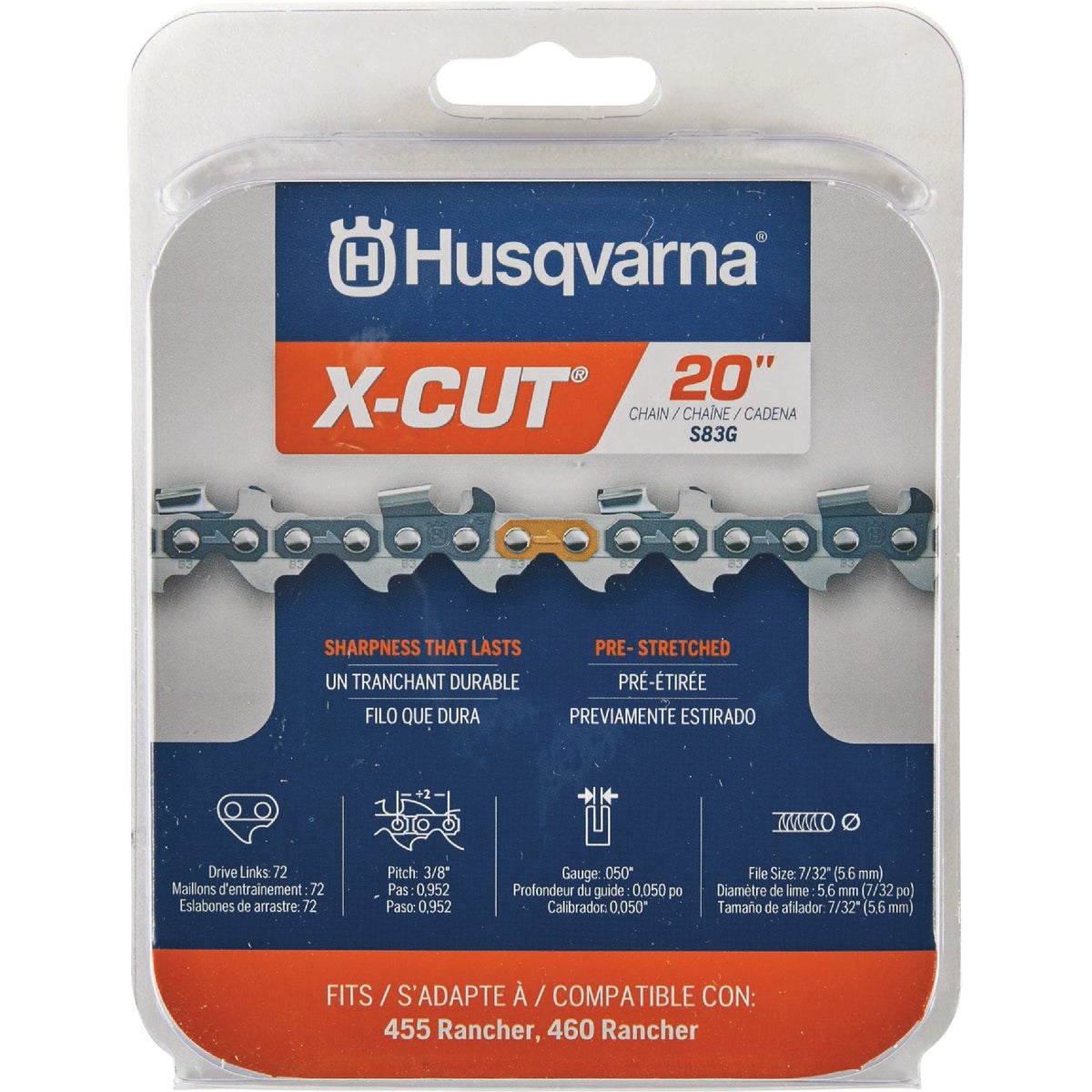 Husqvarna X-Cut 20 In. 72-Link Chainsaw Chain Image 1