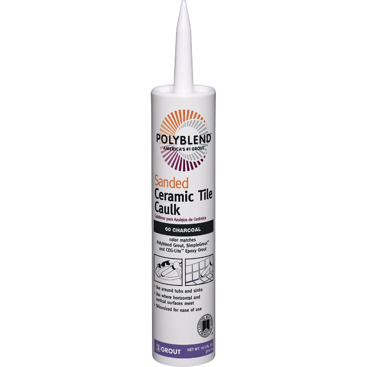 Polyblend 10.5 Oz. #60 Charcoal Sanded Ceramic Tile Caulk Image 1