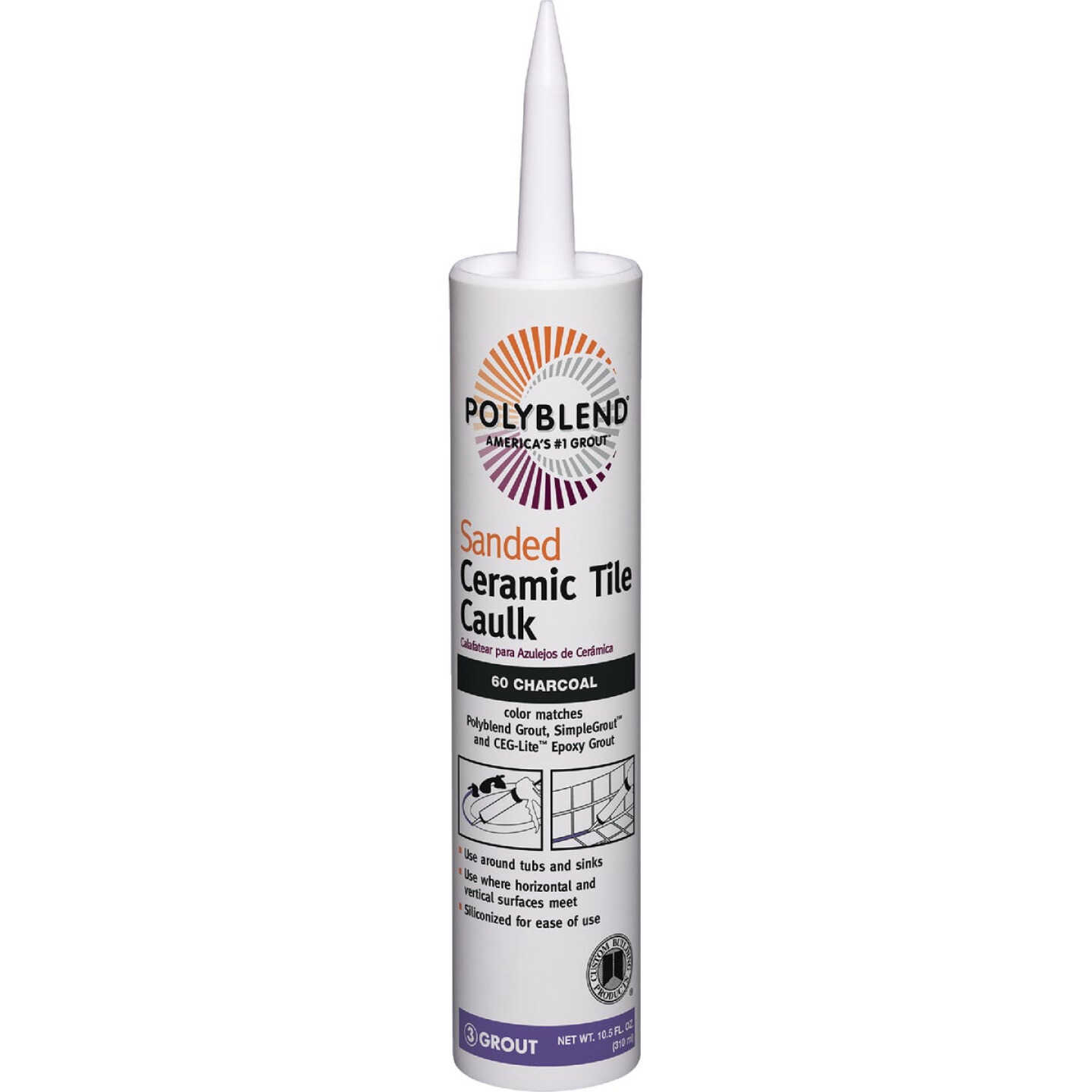 Polyblend 10.5 Oz. #60 Charcoal Sanded Ceramic Tile Caulk Image 1