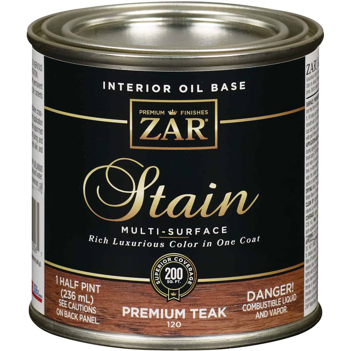 ZAR Oil-Based Wood Stain, Premium Teak, 1/2 Pt. Image 1