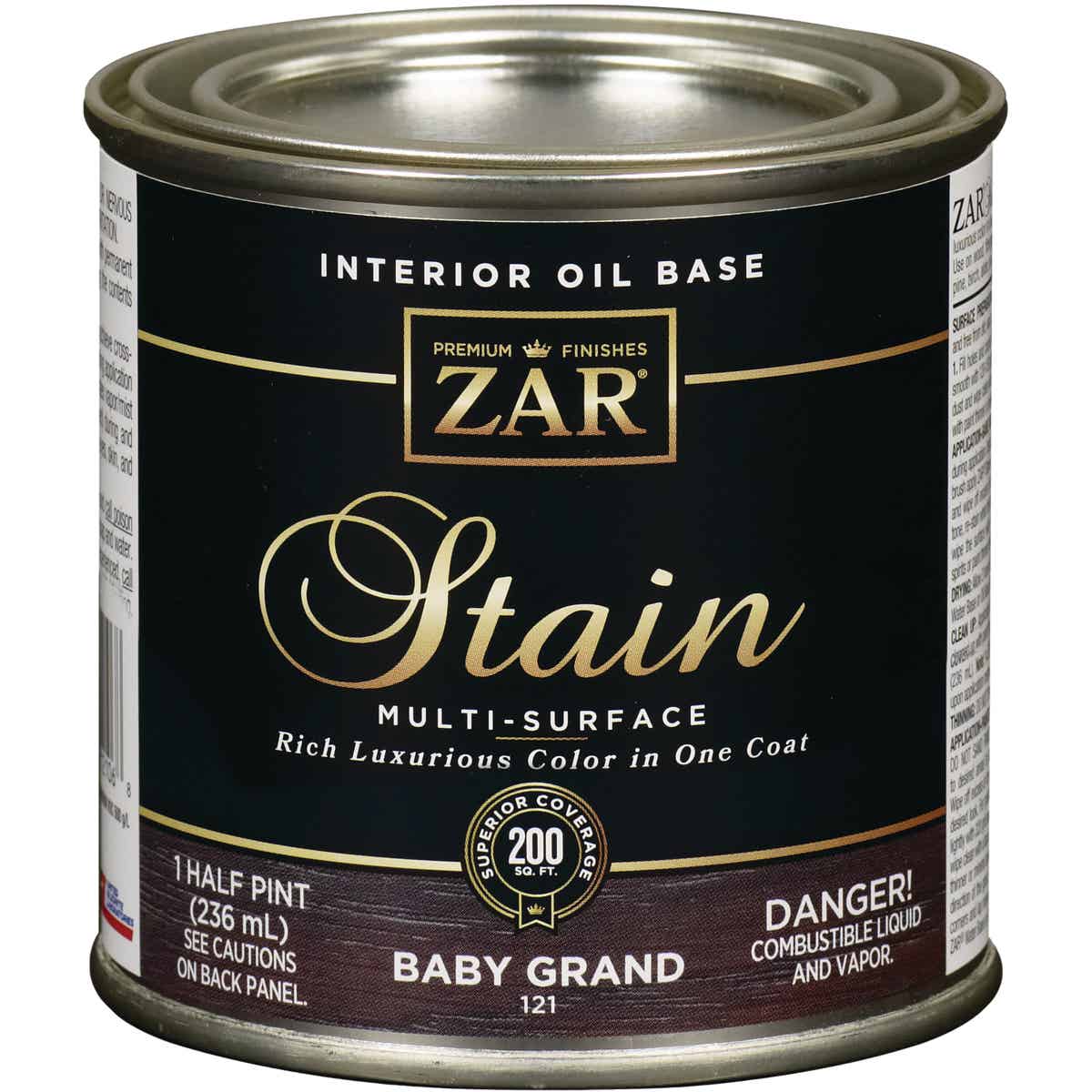 ZAR Oil-Based Wood Stain, Baby Grand, 1/2 Pt. Image 1