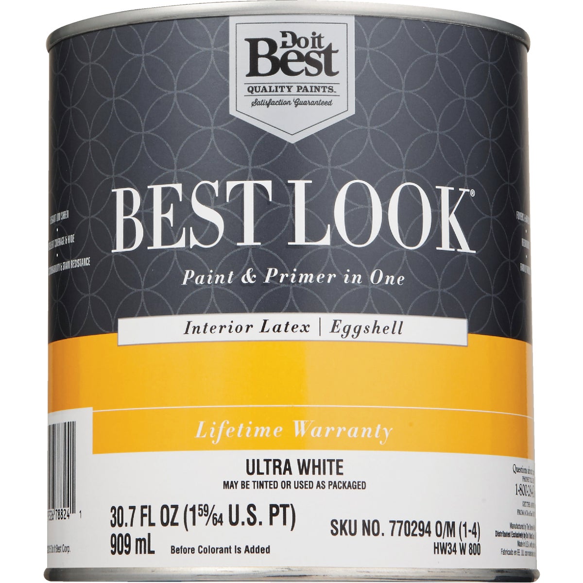 Best Look Latex Premium Paint & Primer In One Eggshell Interior Wall Paint, Ultra White, 1 Qt. Image 2