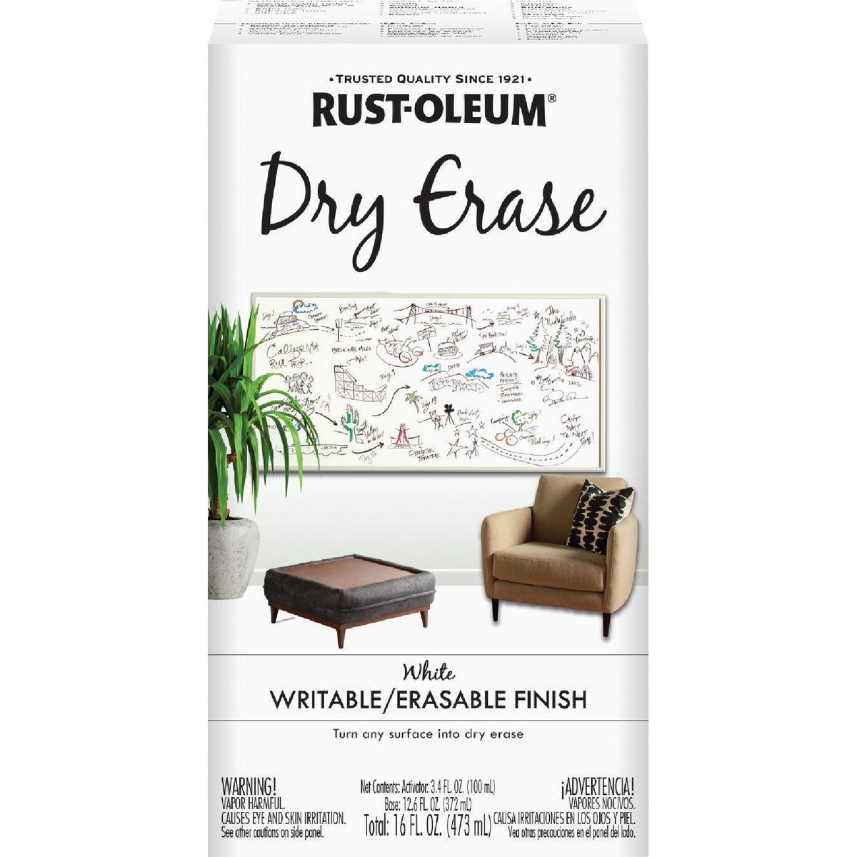 Rust-Oleum Quart White Satin Dry Erase Paint Image 7