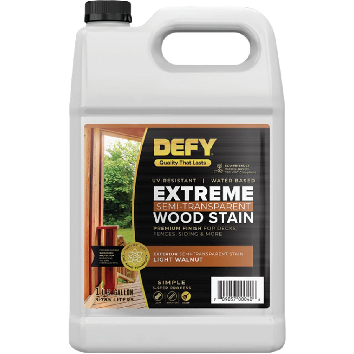 DEFY Extreme Semi-Transparent Exterior Wood Stain, Light Walnut, 1 Gal. Bottle Image 1