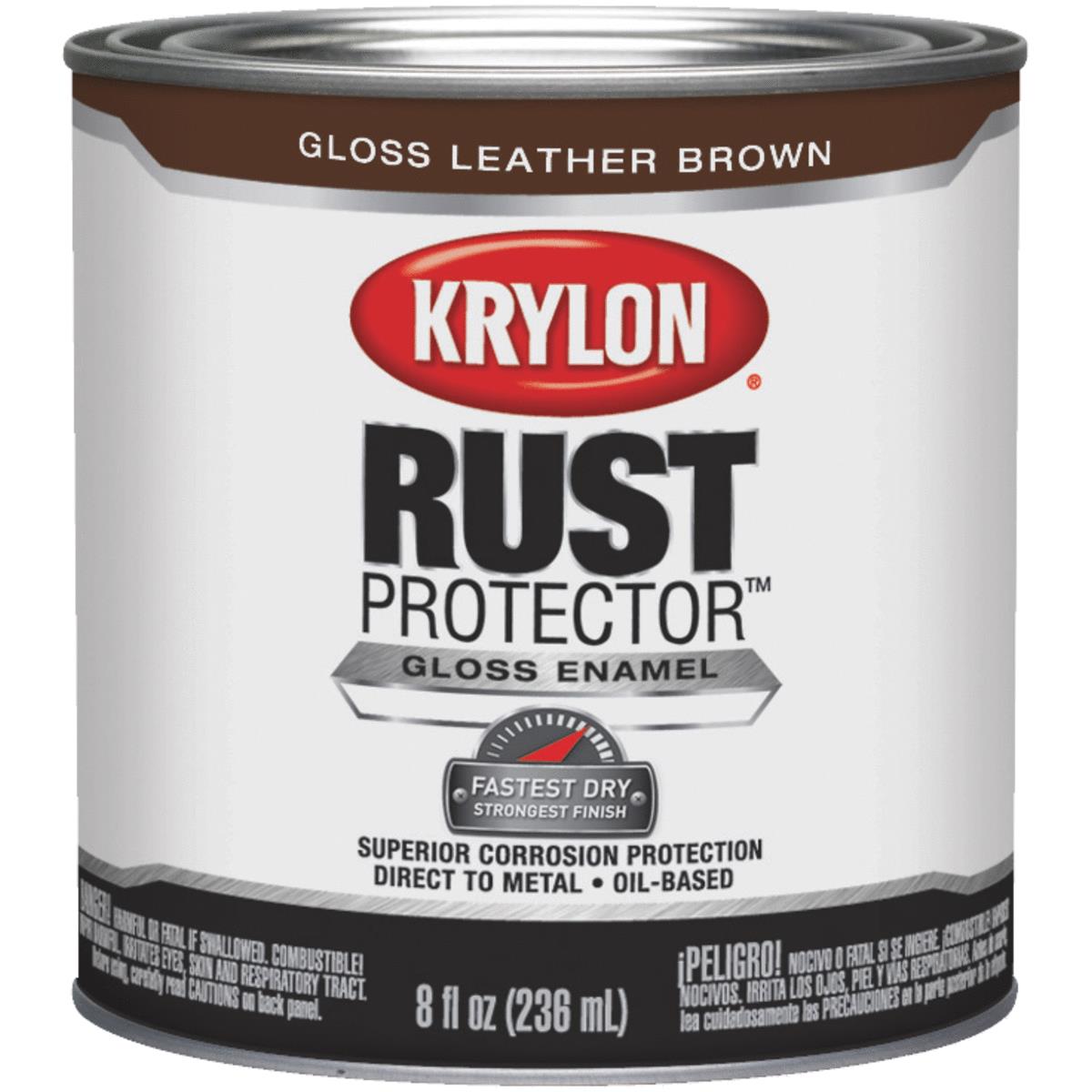 Krylon Rust Protector Oil-Based Gloss Rust Control Enamel, Leather Brown, 1/2 Pt.