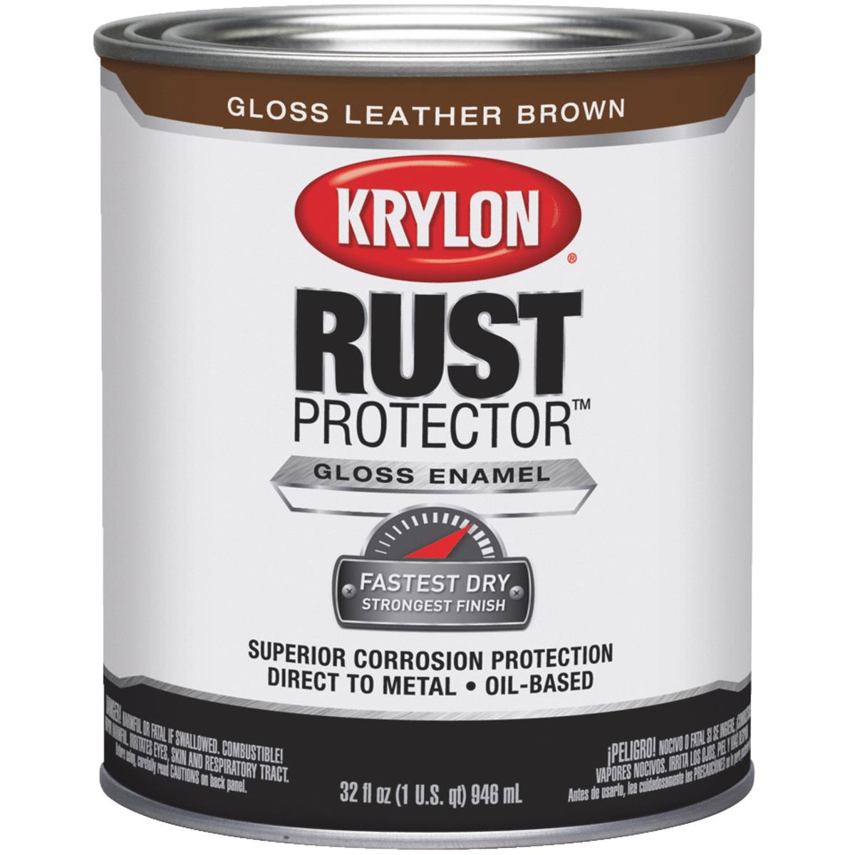 Krylon Rust Protector Oil-Based Gloss Rust Control Enamel, Leather Brown, 1 Qt.