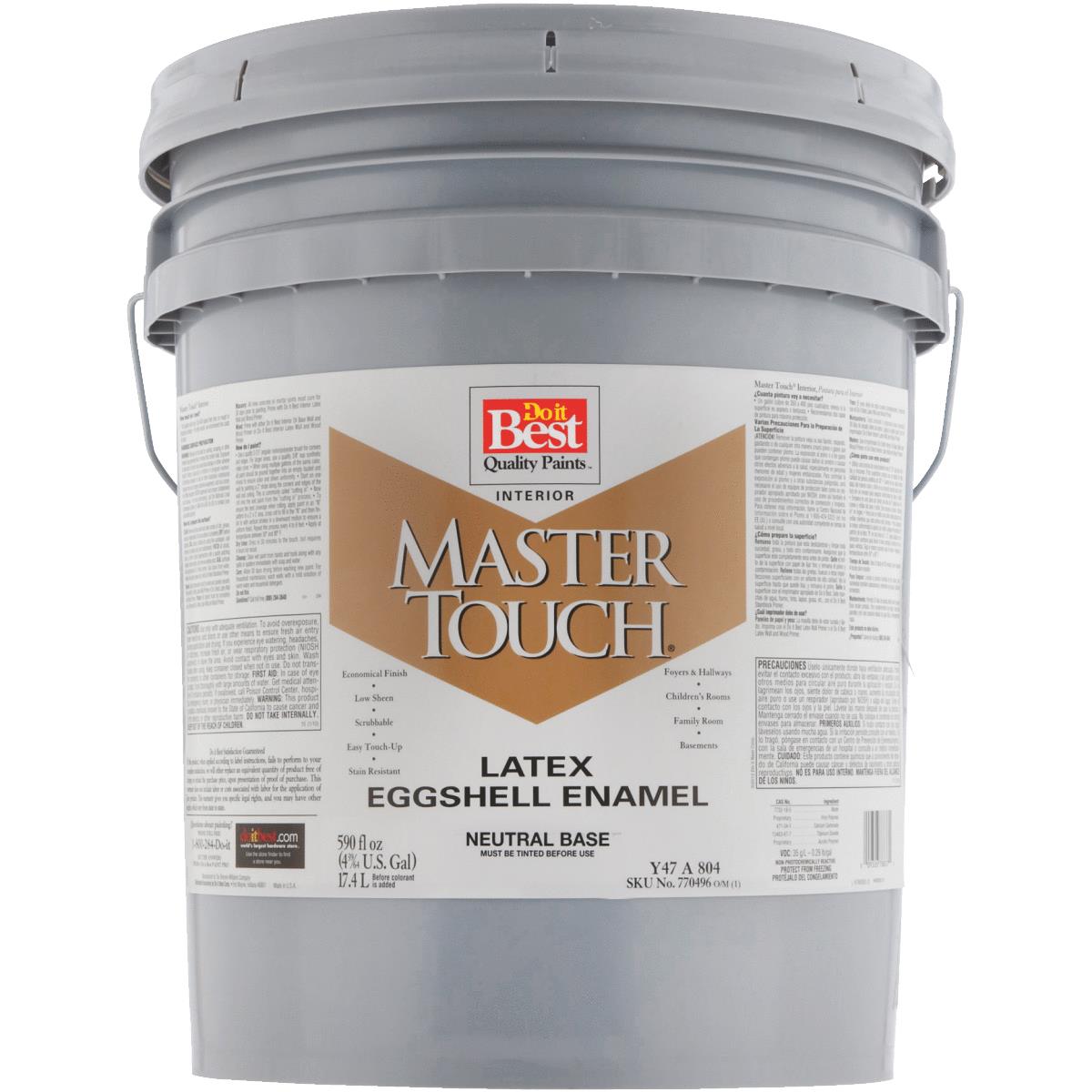 Do it Best Master Touch Latex Eggshell Interior Wall Paint, Neutral Base, 5 Gal. Image 1
