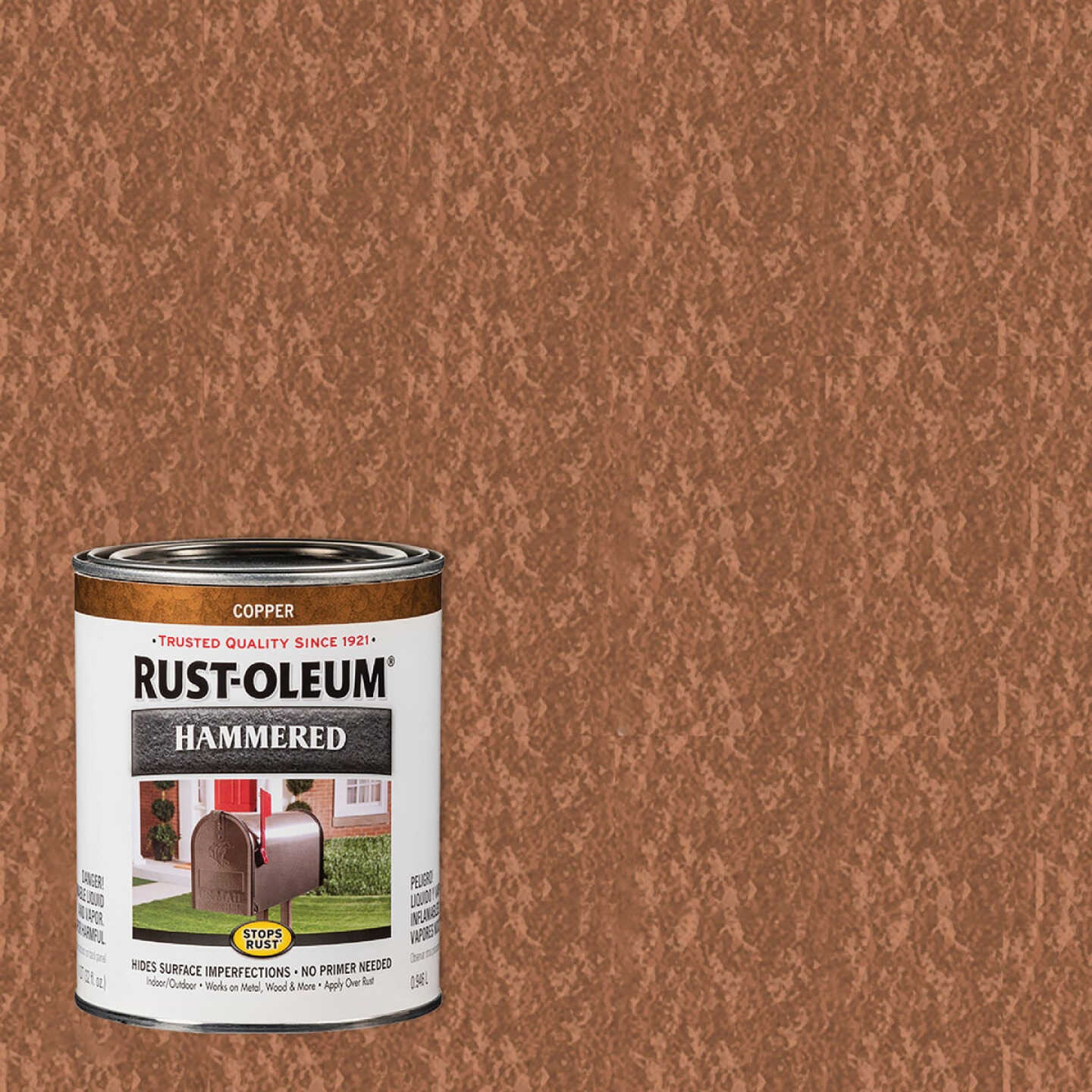 Rust-Oleum Stops Rust Hammered Paint, Copper, 1 Qt. Image 1