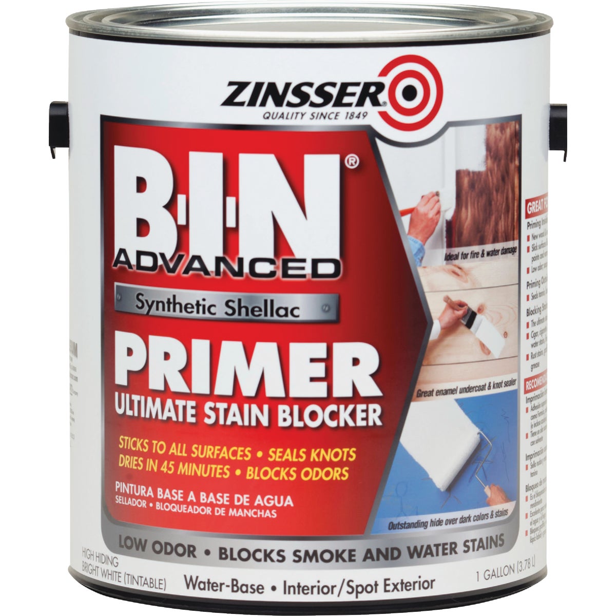 Zinsser B-I-N Advanced Water-Based Interior Primer Ultimate Stain Blocker, White, 1 Gal. Image 2