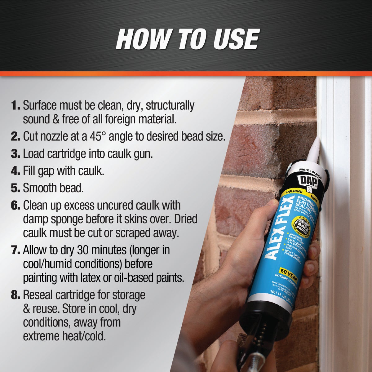 Dap Alex Flex 10.1 Oz. Premium Molding & Trim Acrylic Latex Siliconized Sealant, White Image 3