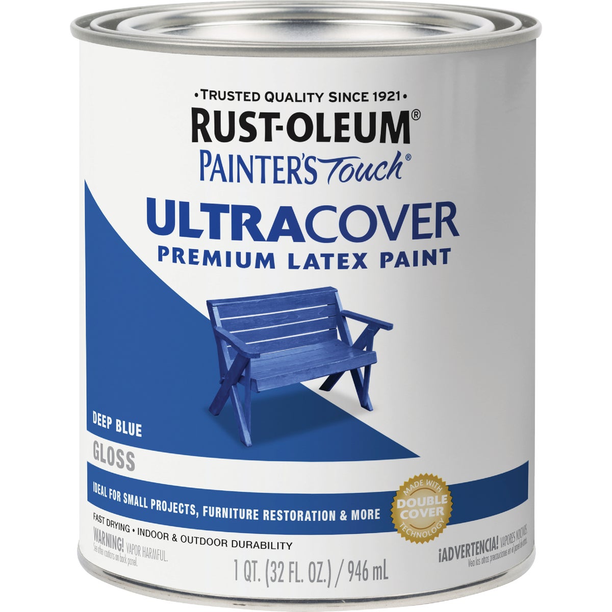 Rust-Oleum Painter's Touch 2X Ultra Cover Premium Latex Paint, Gloss Deep Blue, 1 Qt. Image 7