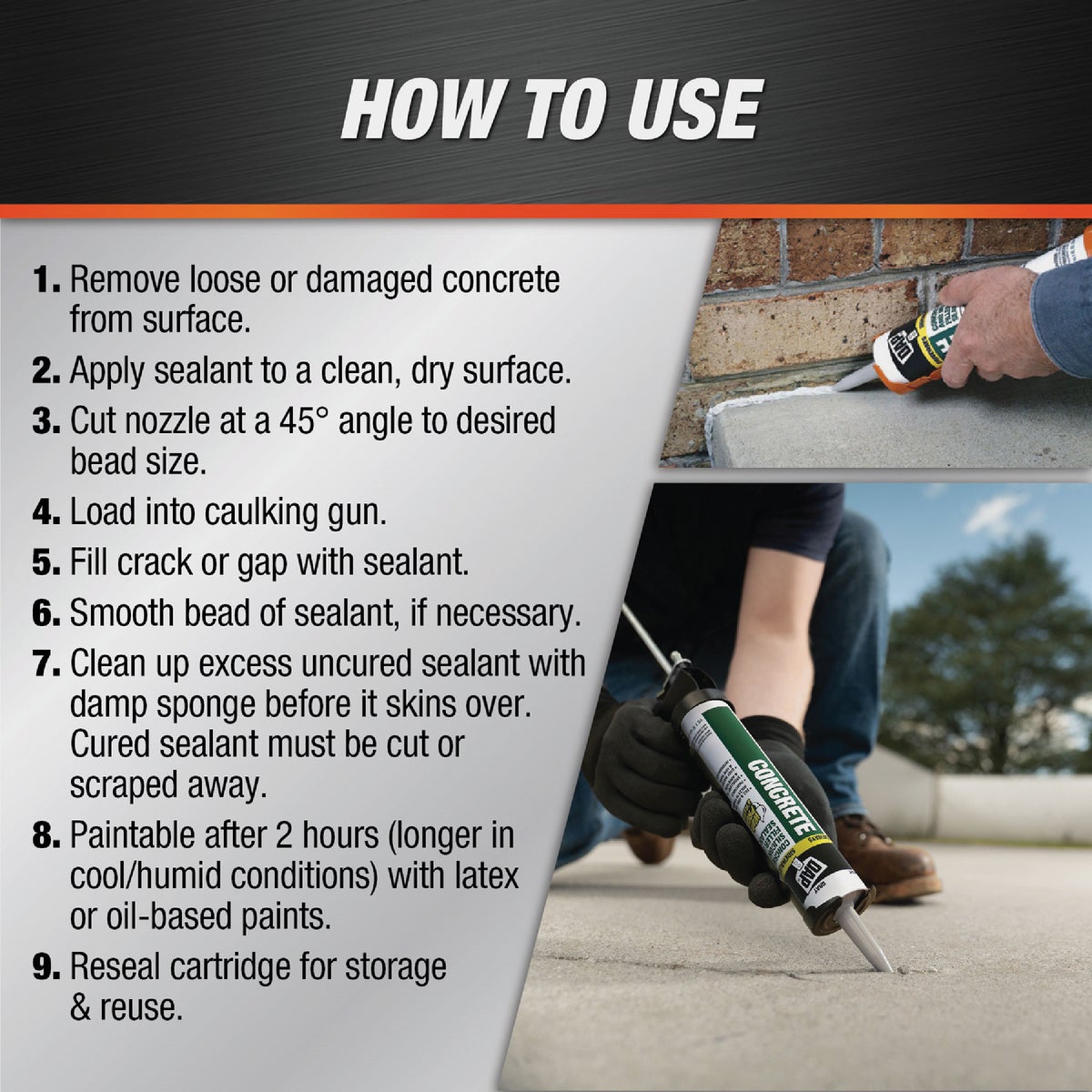 DAP 10.5 Oz. Gray Concrete Waterproof Filler and Sealant Image 5
