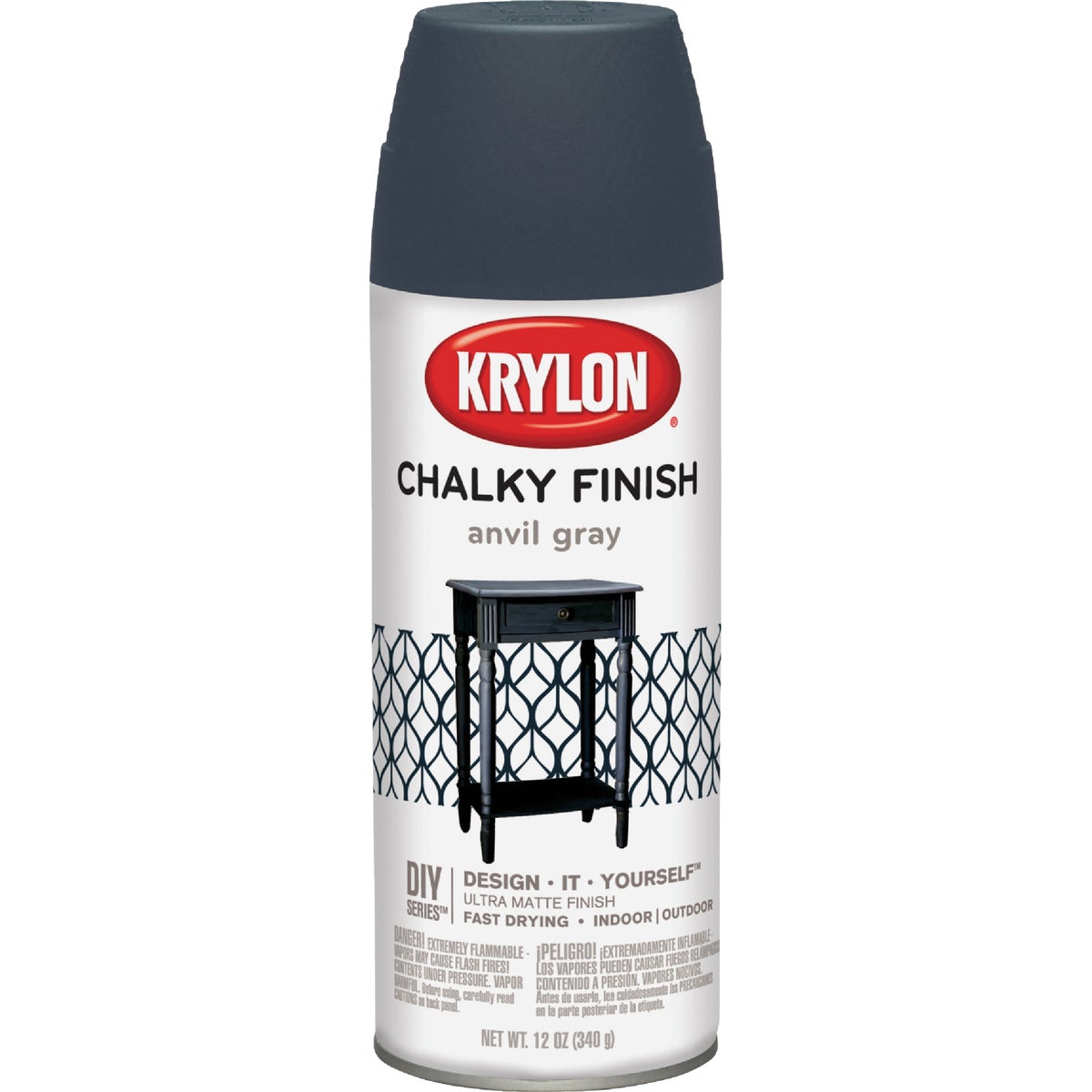 Krylon CHALKY FINISH 12 Oz. Ultra Matte Chalk Spray Paint, Anvil Gray Image 1