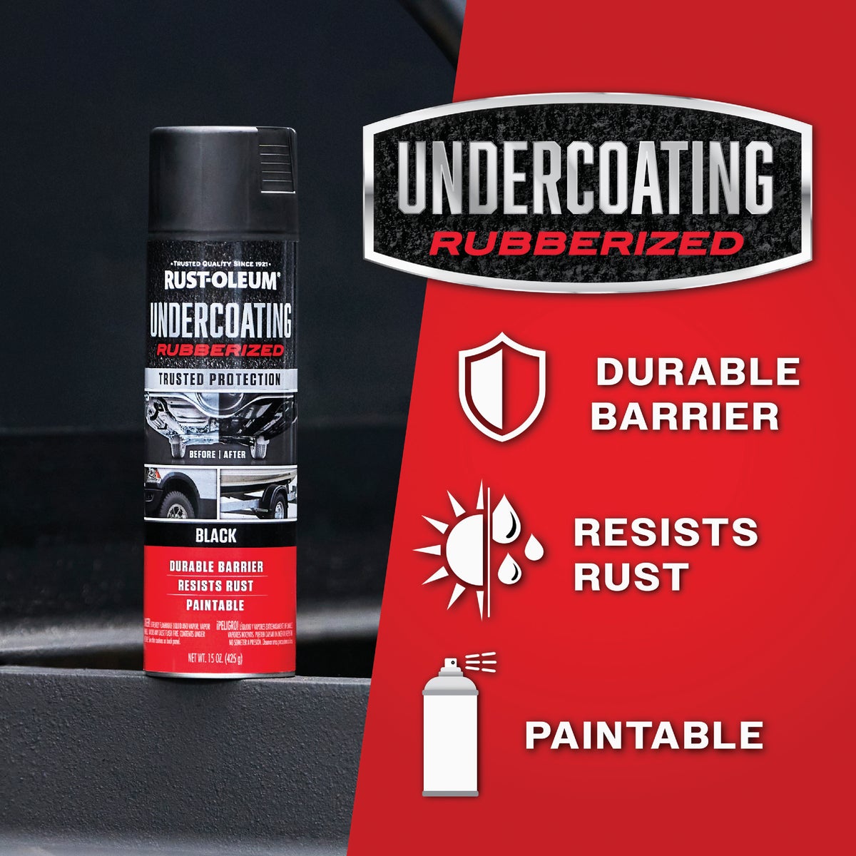 Rust-Oleum Stops Rust Black 15 Oz. Undercoating Image 2