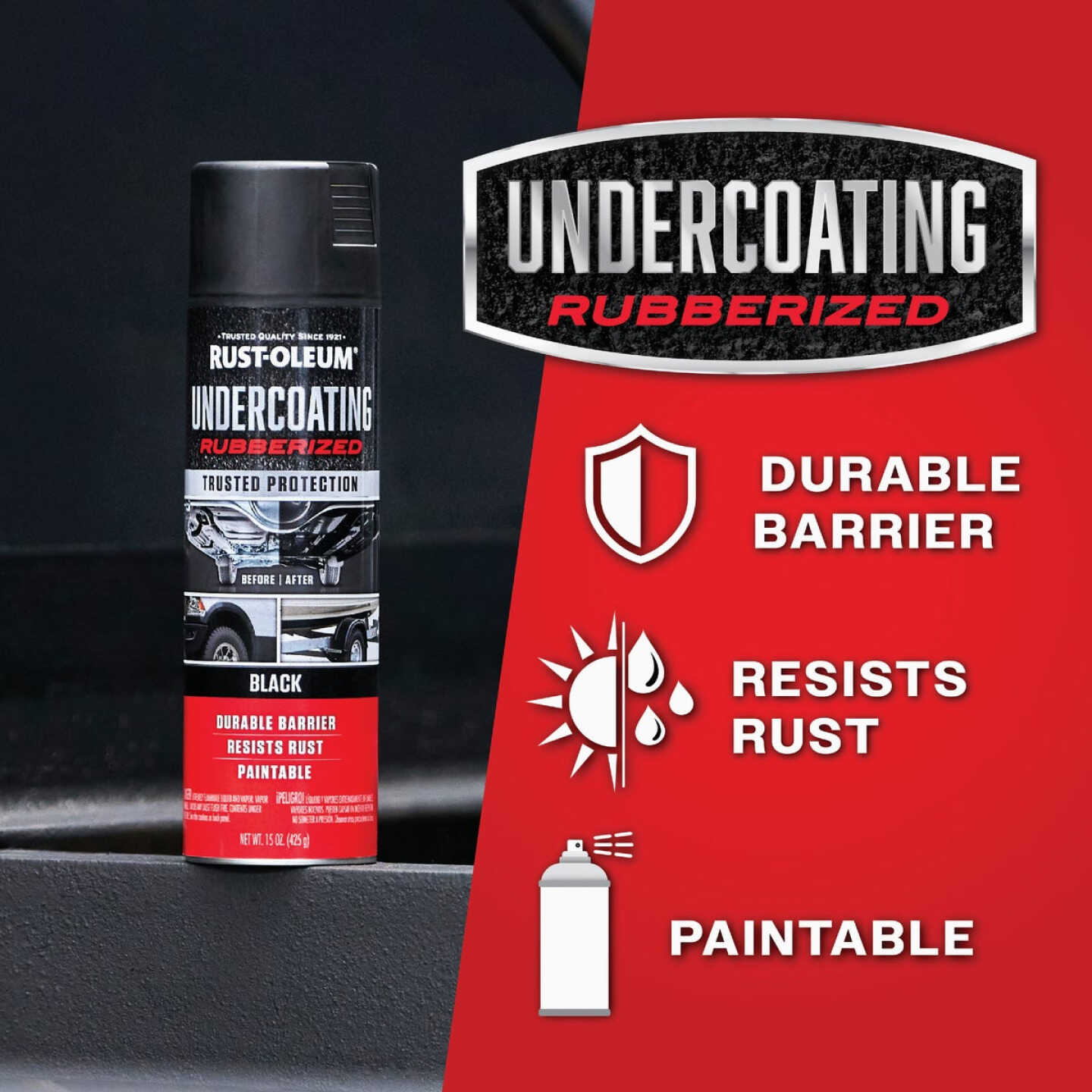 Rust-Oleum Stops Rust Black 15 Oz. Undercoating Image 2
