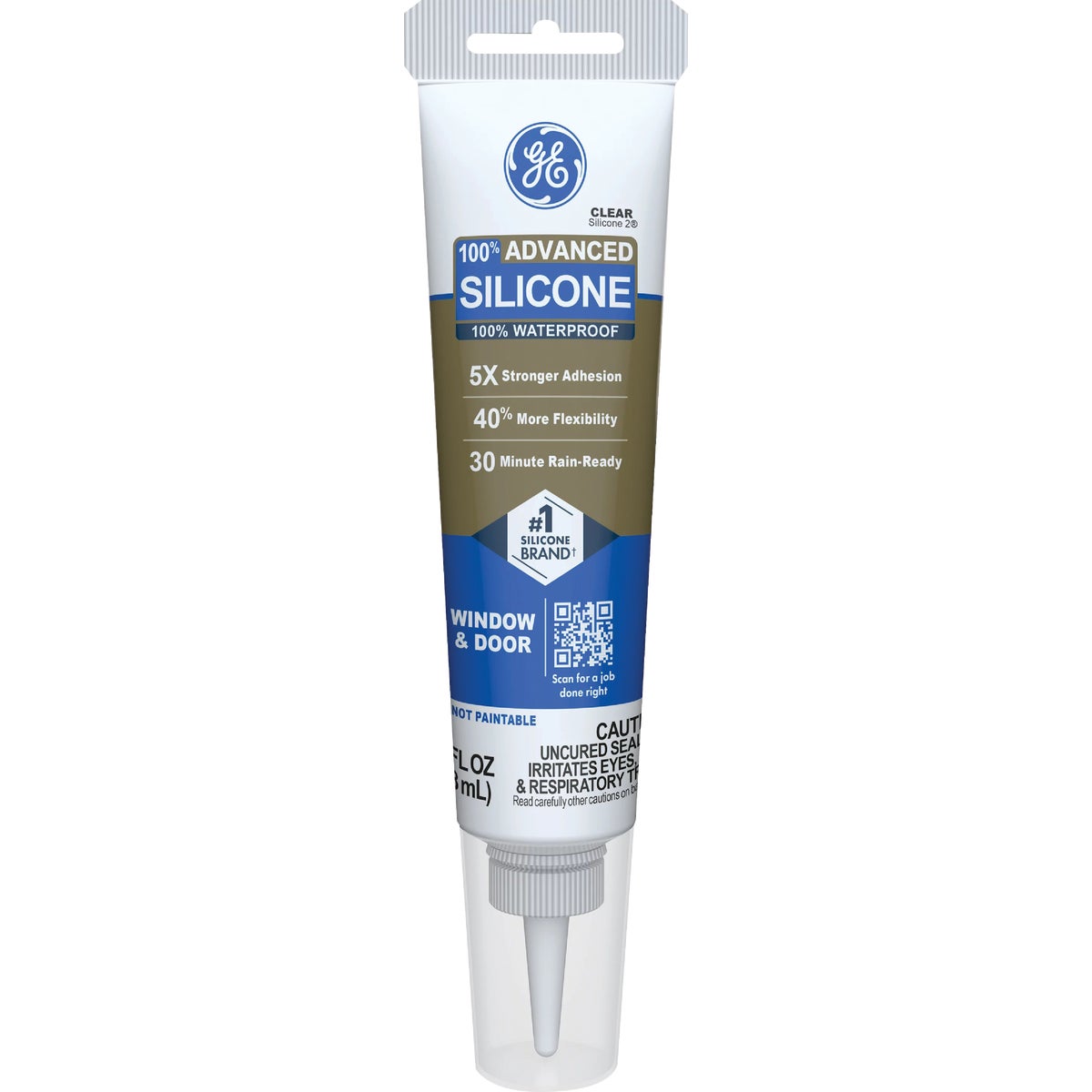 GE Advanced Silicone Window & Door Sealant, Clear, 2.8  Oz. Tube Image 1