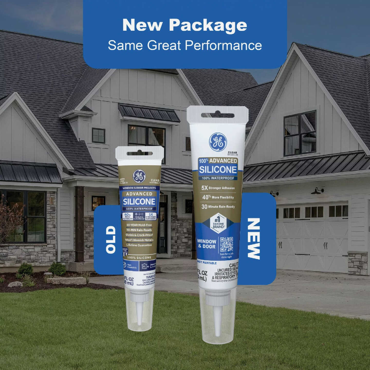 GE Advanced Silicone Window & Door Sealant, Clear, 2.8 Oz. Tube Image 2