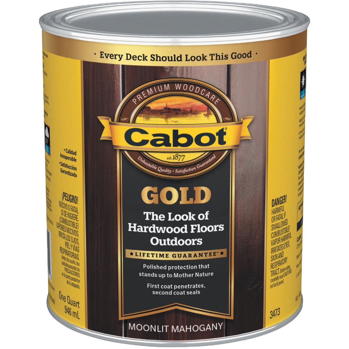 Cabot Gold Exterior Stain, 3473 Moonlit Mahogany, 1 Qt.