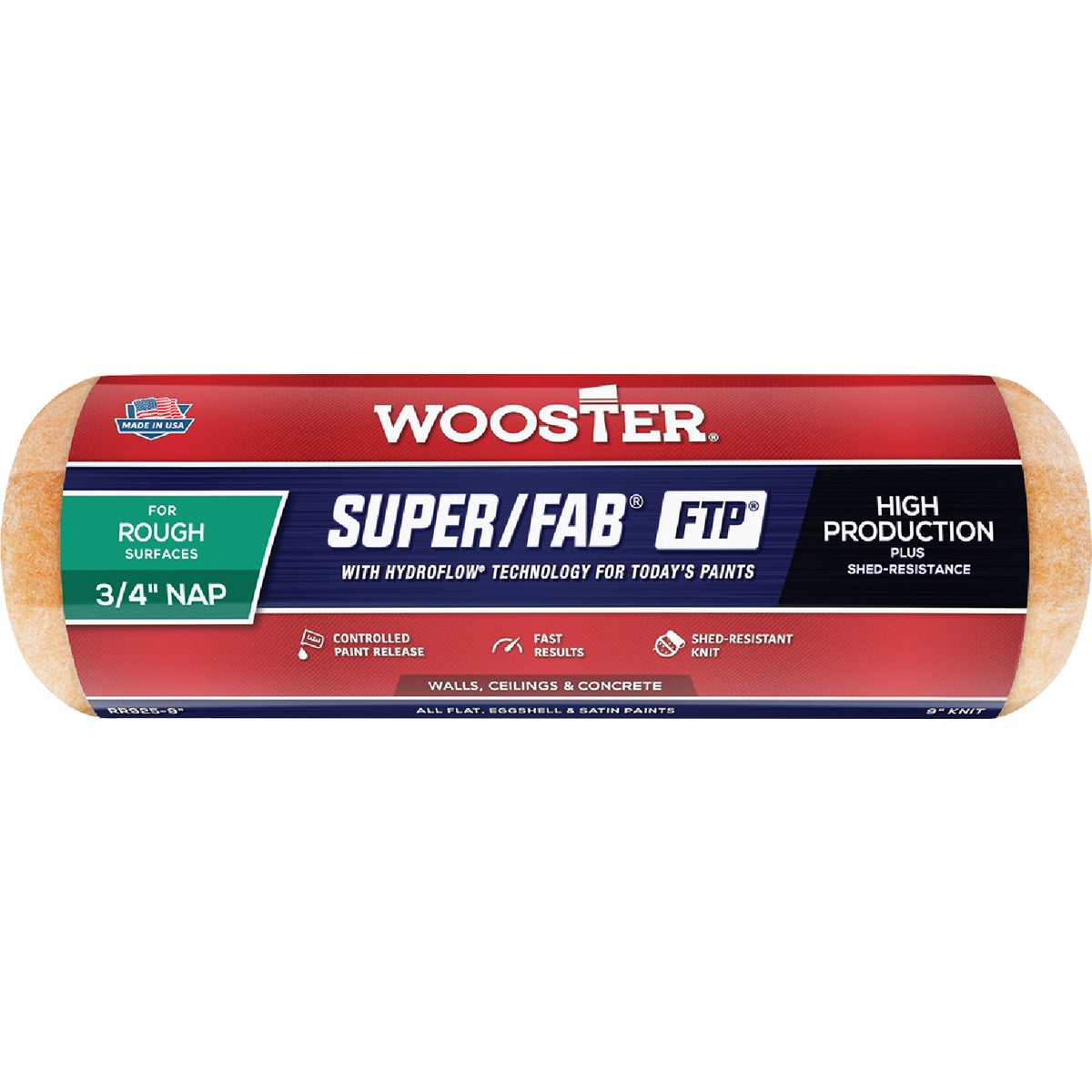 Wooster Super/Fab FTP 9 In. x 3/4 In. Knit Fabric Roller Cover Image 1