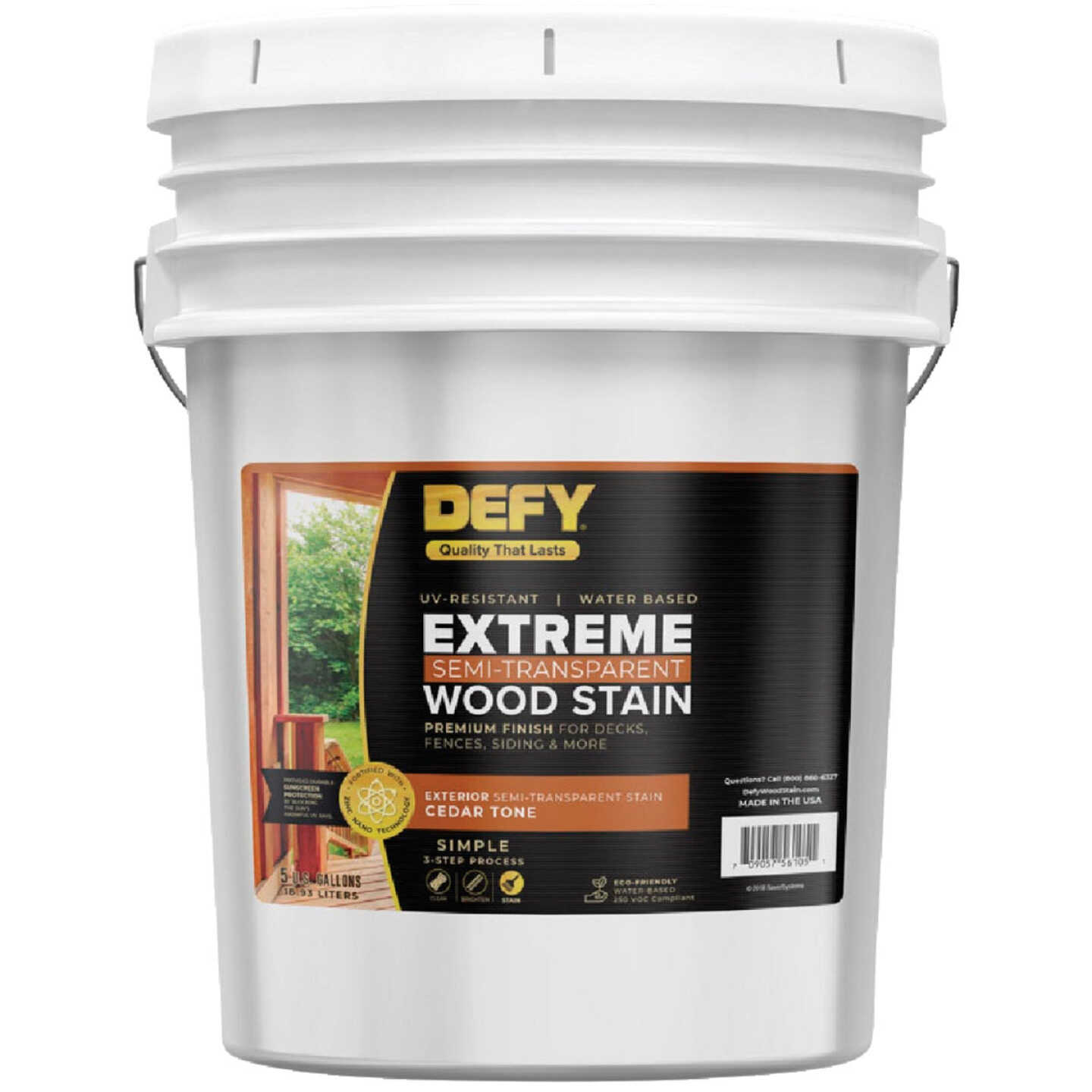 DEFY Extreme Semi-Transparent Exterior Wood Stain, Cedar Tone, 5 Gal. Image 1