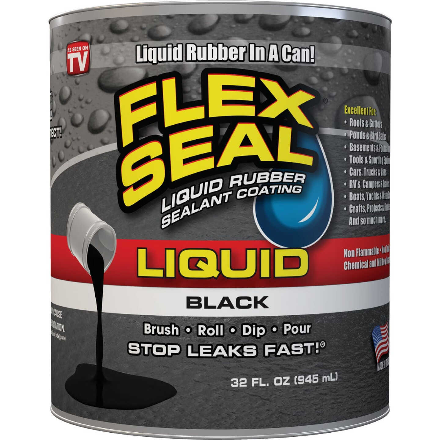 FLEX SEAL 1 Qt. Liquid Rubber Sealant, Black Image 1
