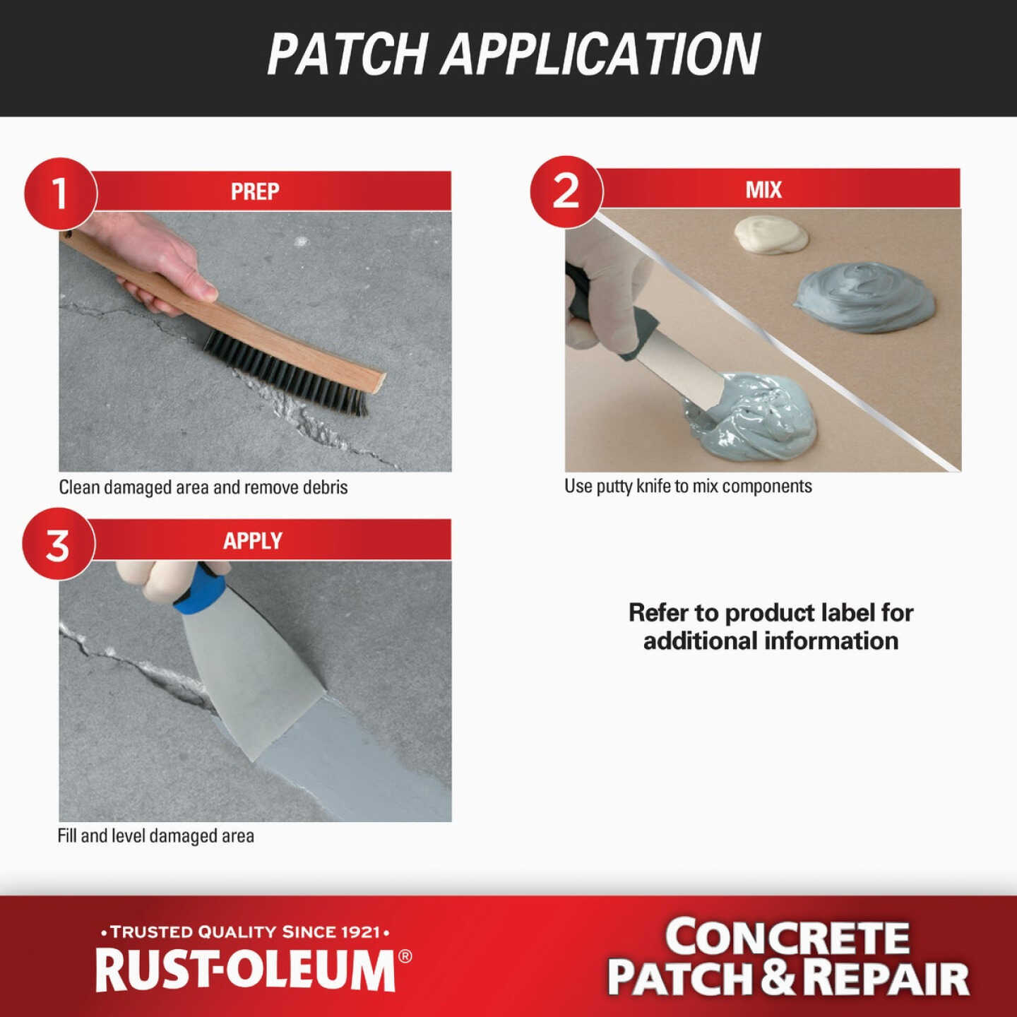 Rust-Oleum Concrete Patch & Repair Kit, Gray, 24 Oz. Image 6