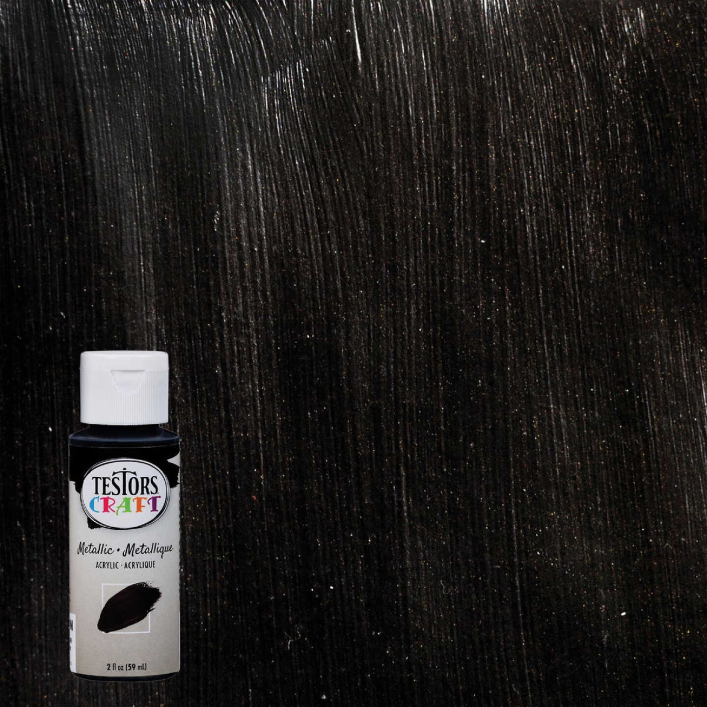 Testors 2 Oz. Acrylic Metallic Craft Paint, Black Image 1