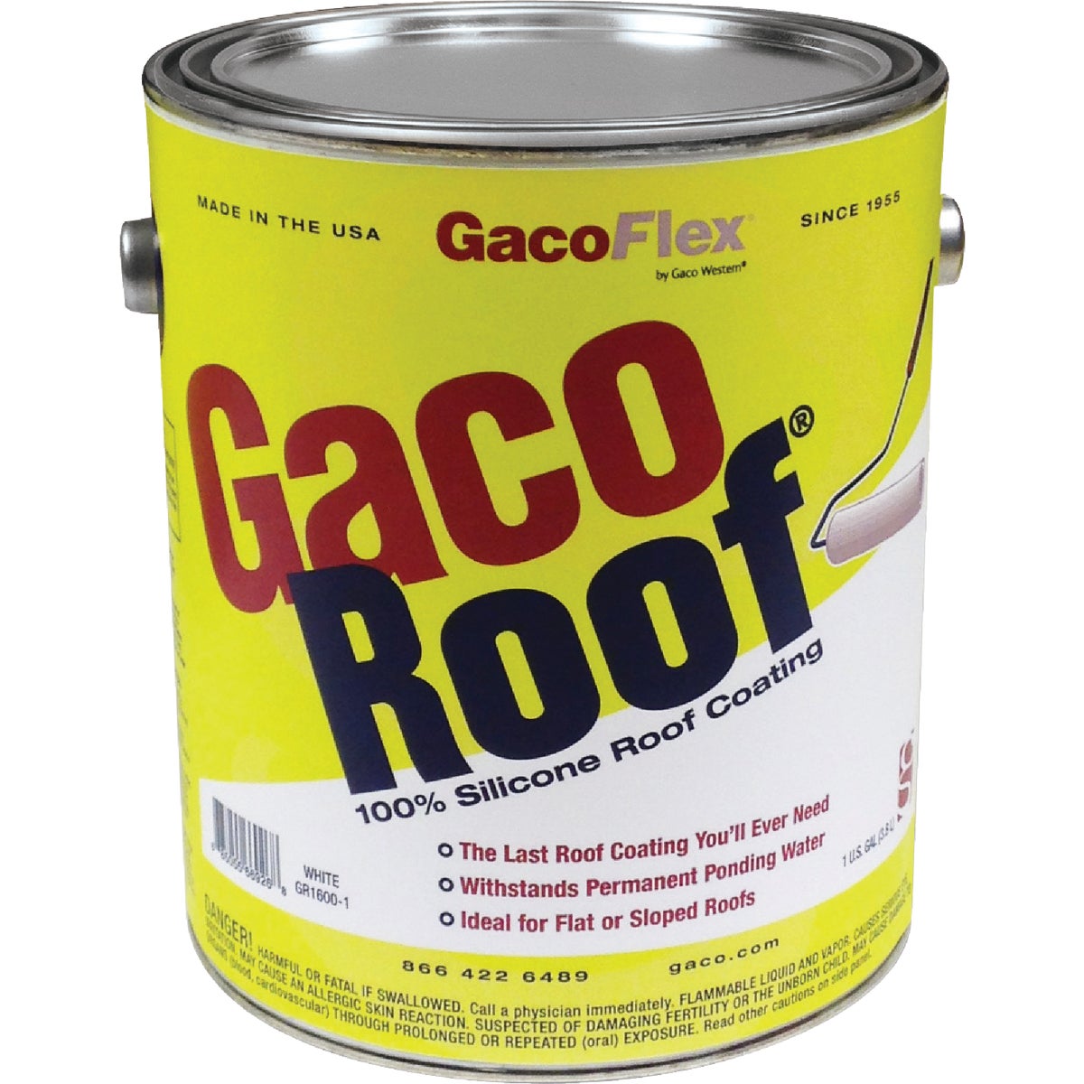 GacoRoof Silicone Roof Coating, White, 1 Gal.