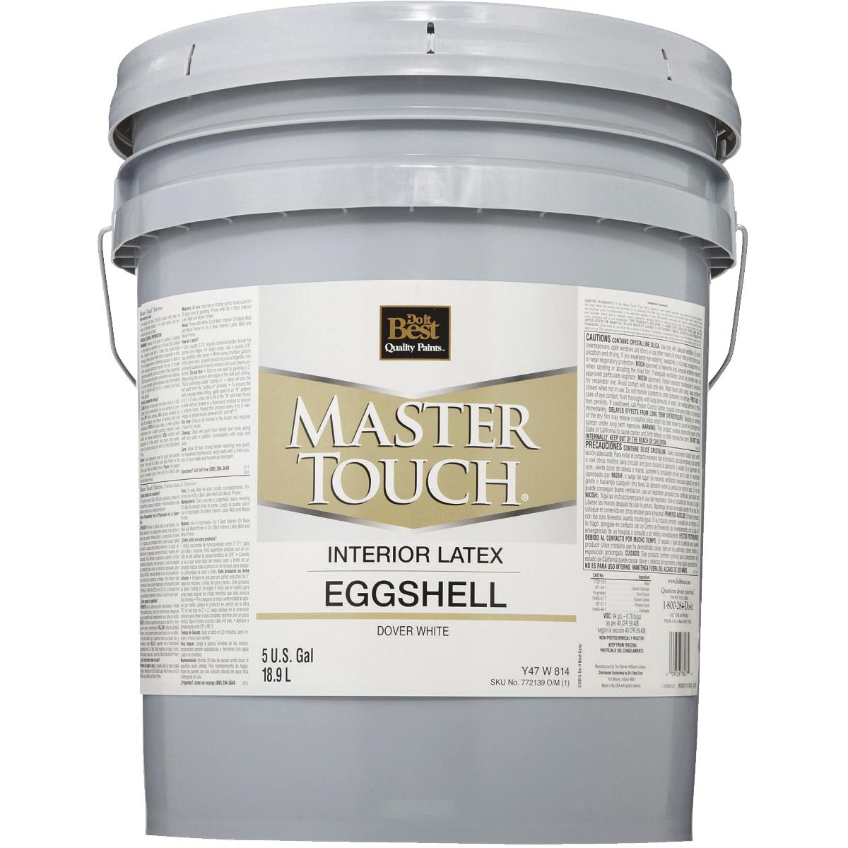 Do it Best Master Touch Latex Eggshell Interior Wall Paint, Dover White, 5 Gal. Image 1