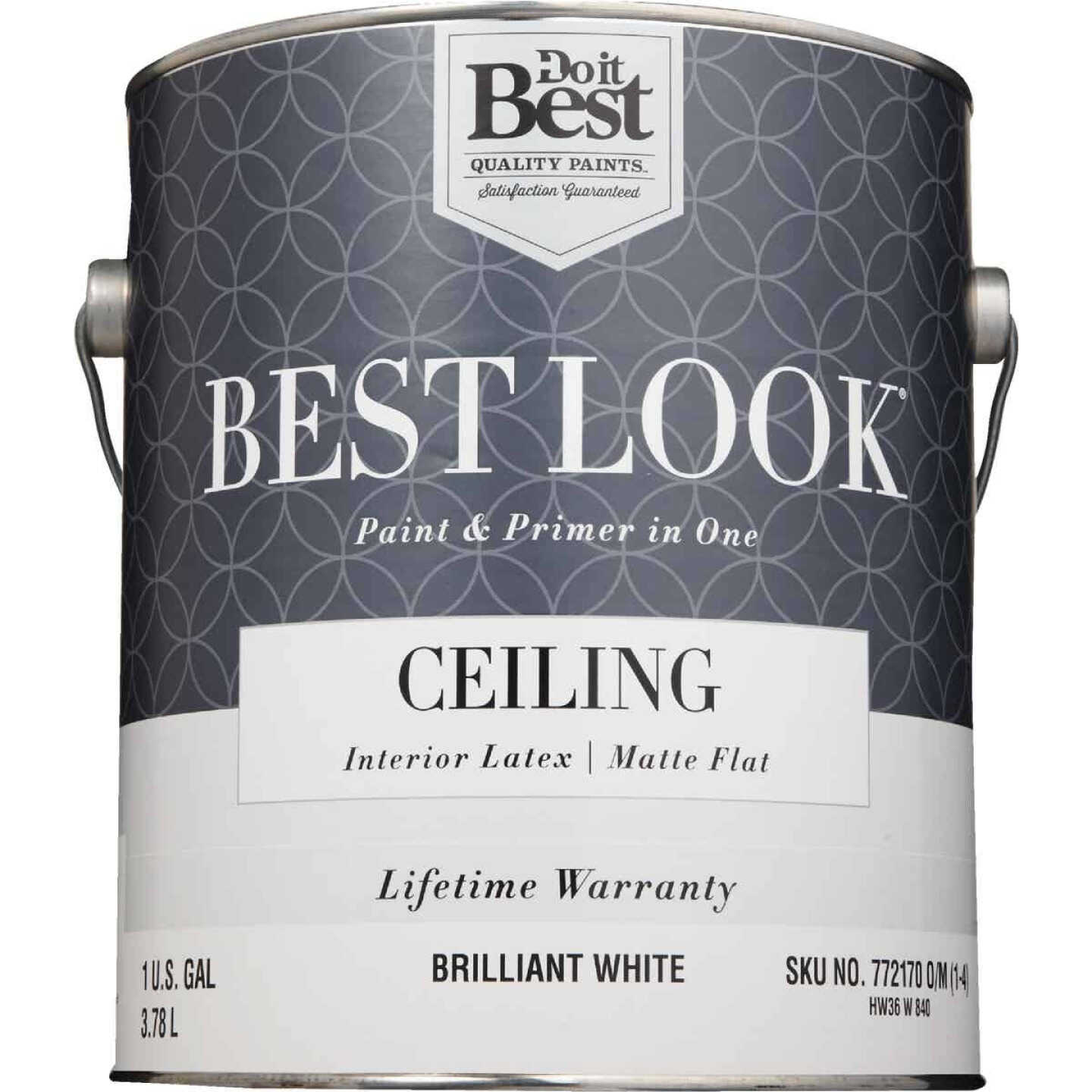 Best Look Latex Paint & Primer In One Matte Flat Ceiling Paint, Brilliant White, 1 Gal. Image 2